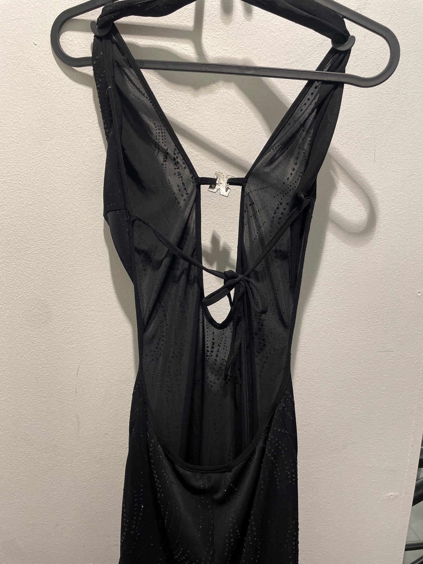 Liberta dress – Black sheer maxi dress with ruffles - S/M