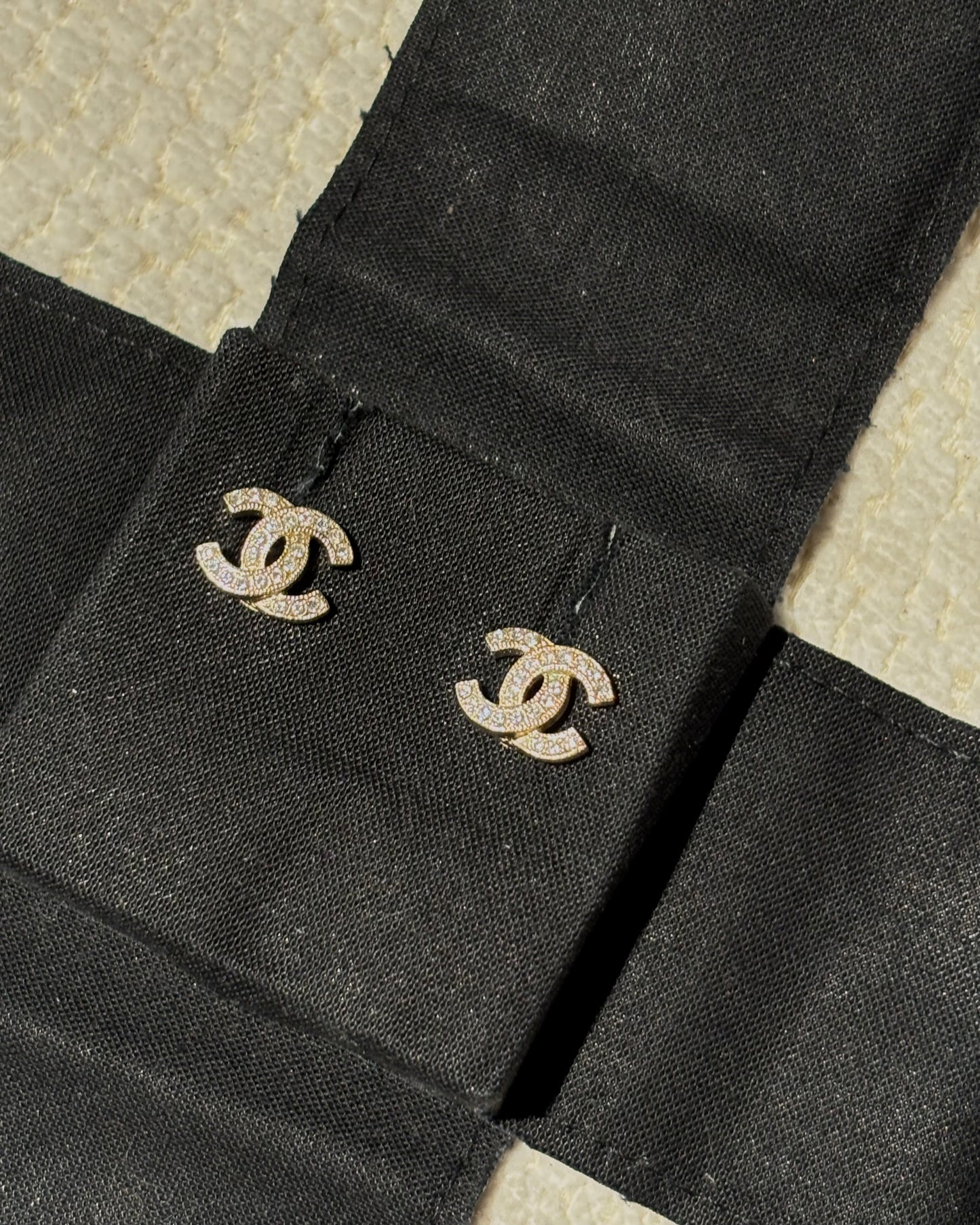 Chanel CC Earrings – Gold-Tone Metal with Stones