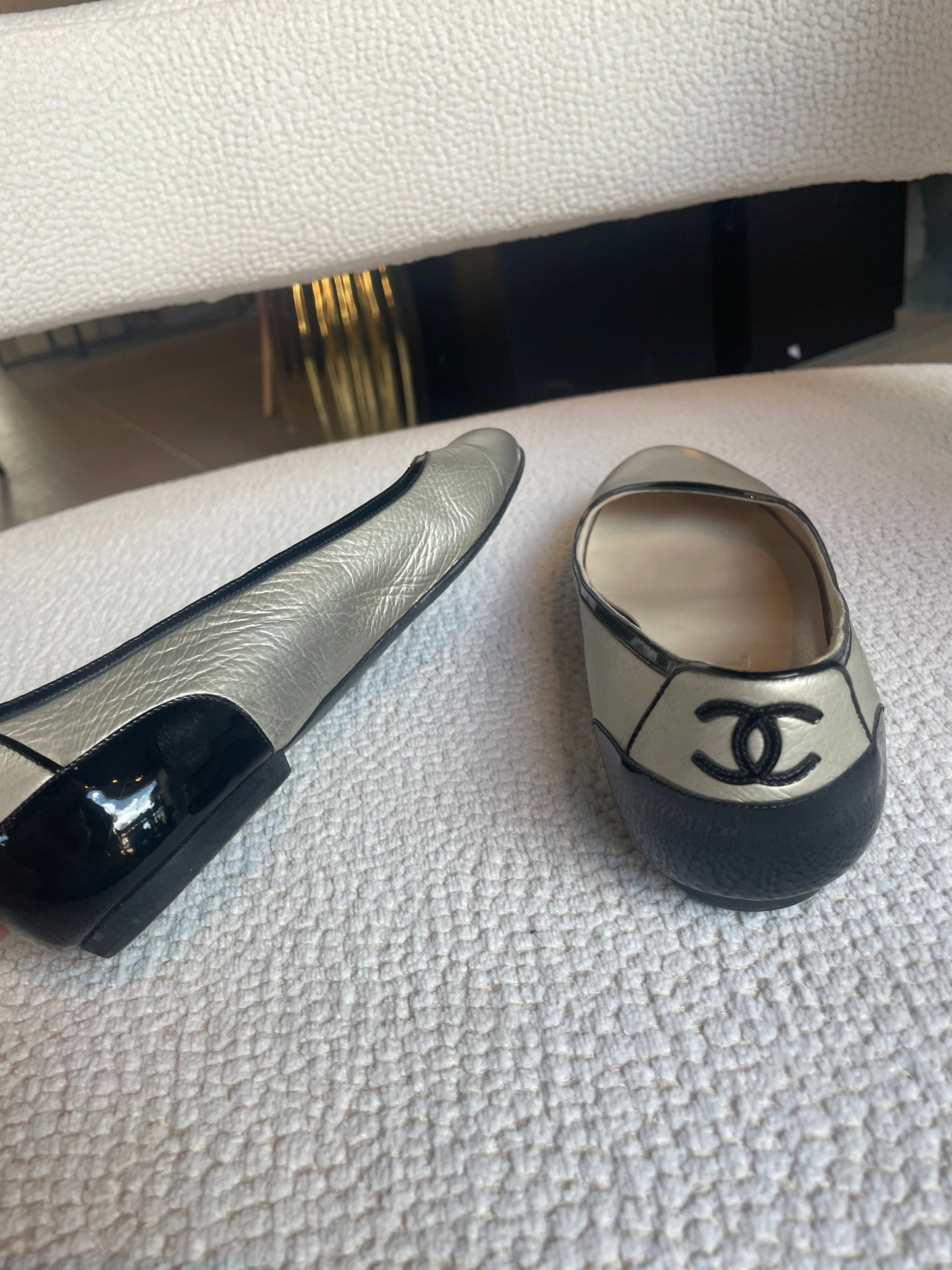 Chanel ballerina - Sølv læder - 38