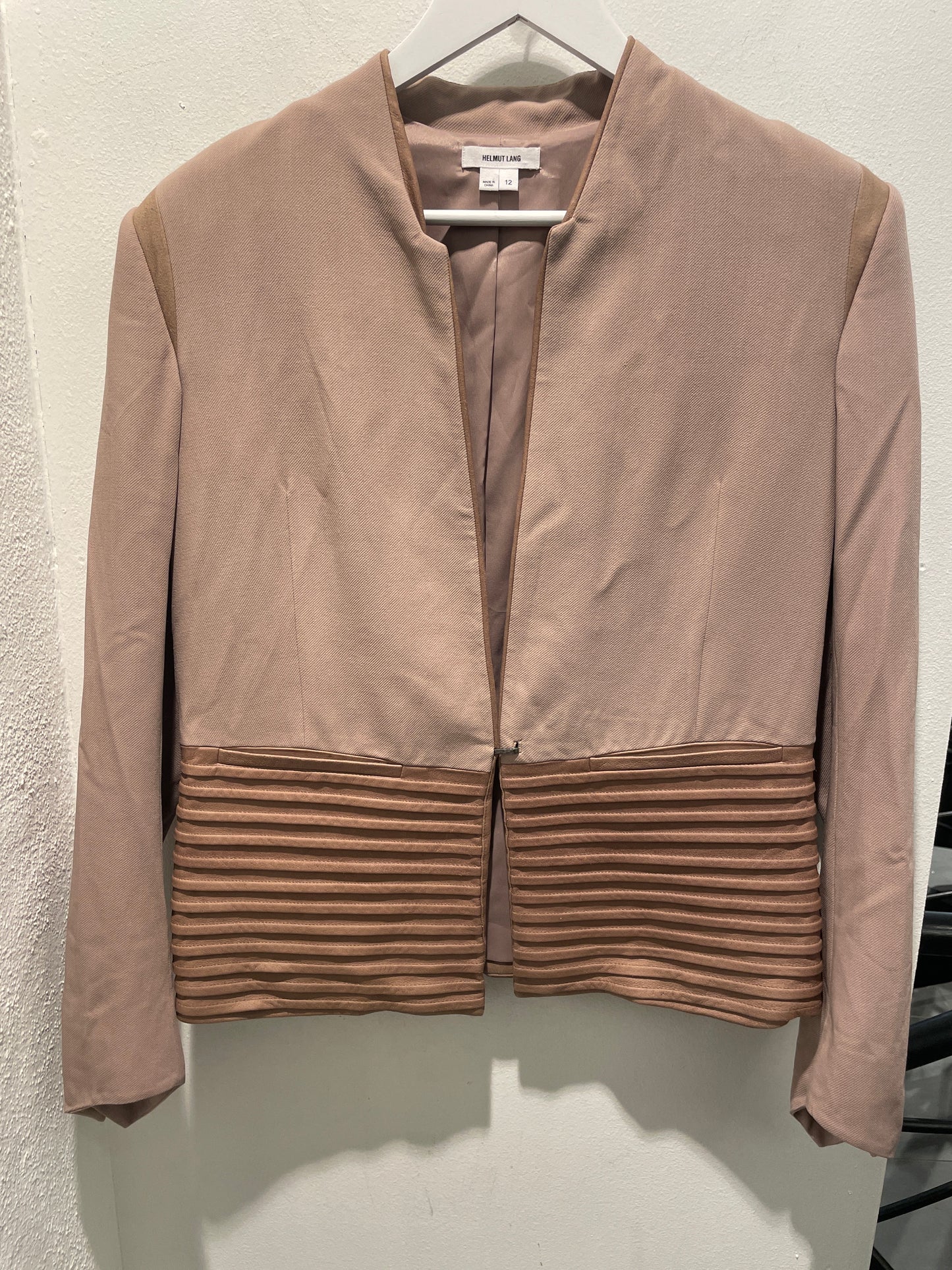 Helmut Lang Jacket – Dusty Rose Textured Wool & Leather - L