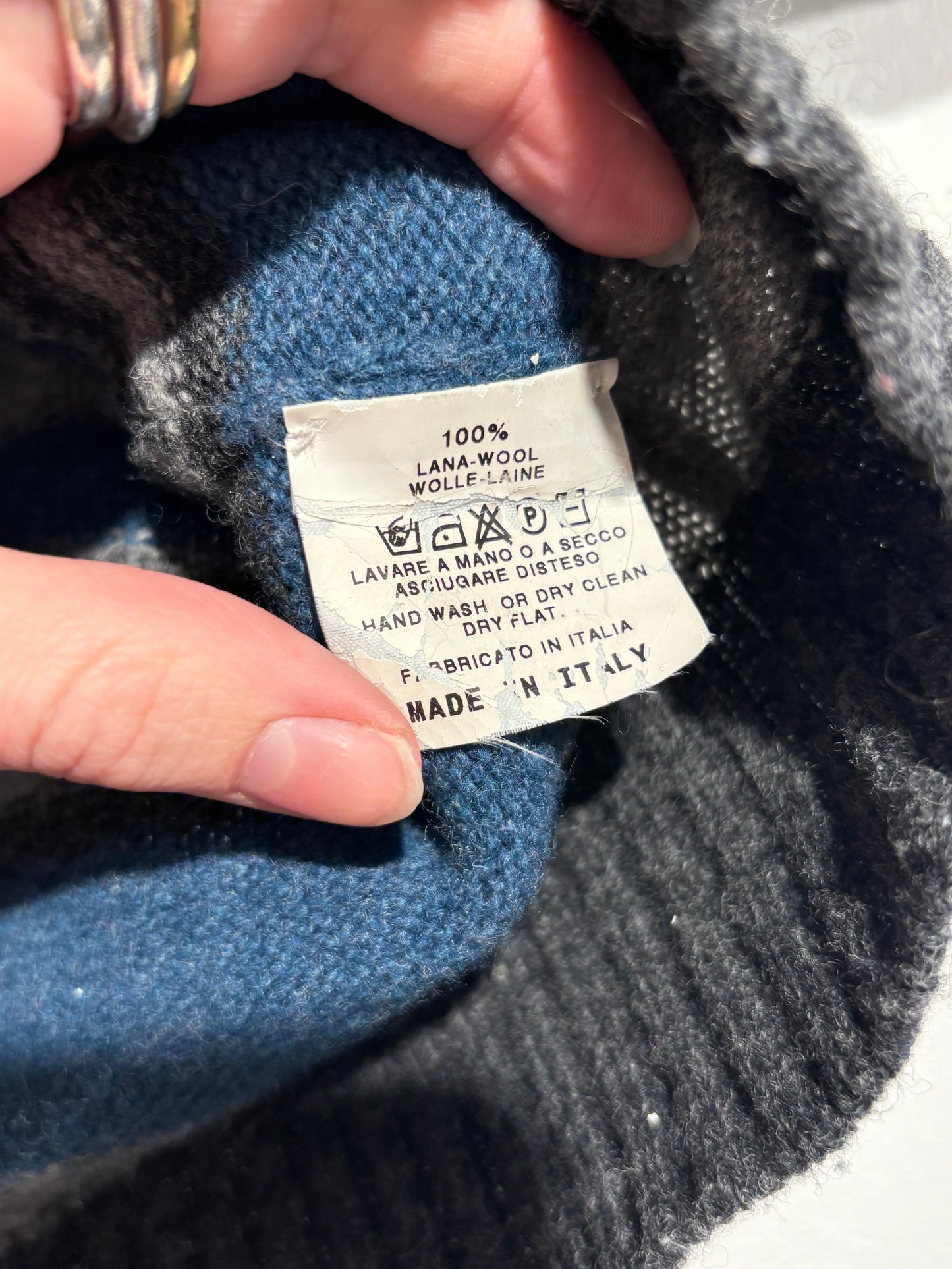 Saint Laurent Knit Top – Blue & Grey Tones with Statement Buttons - Size S-M