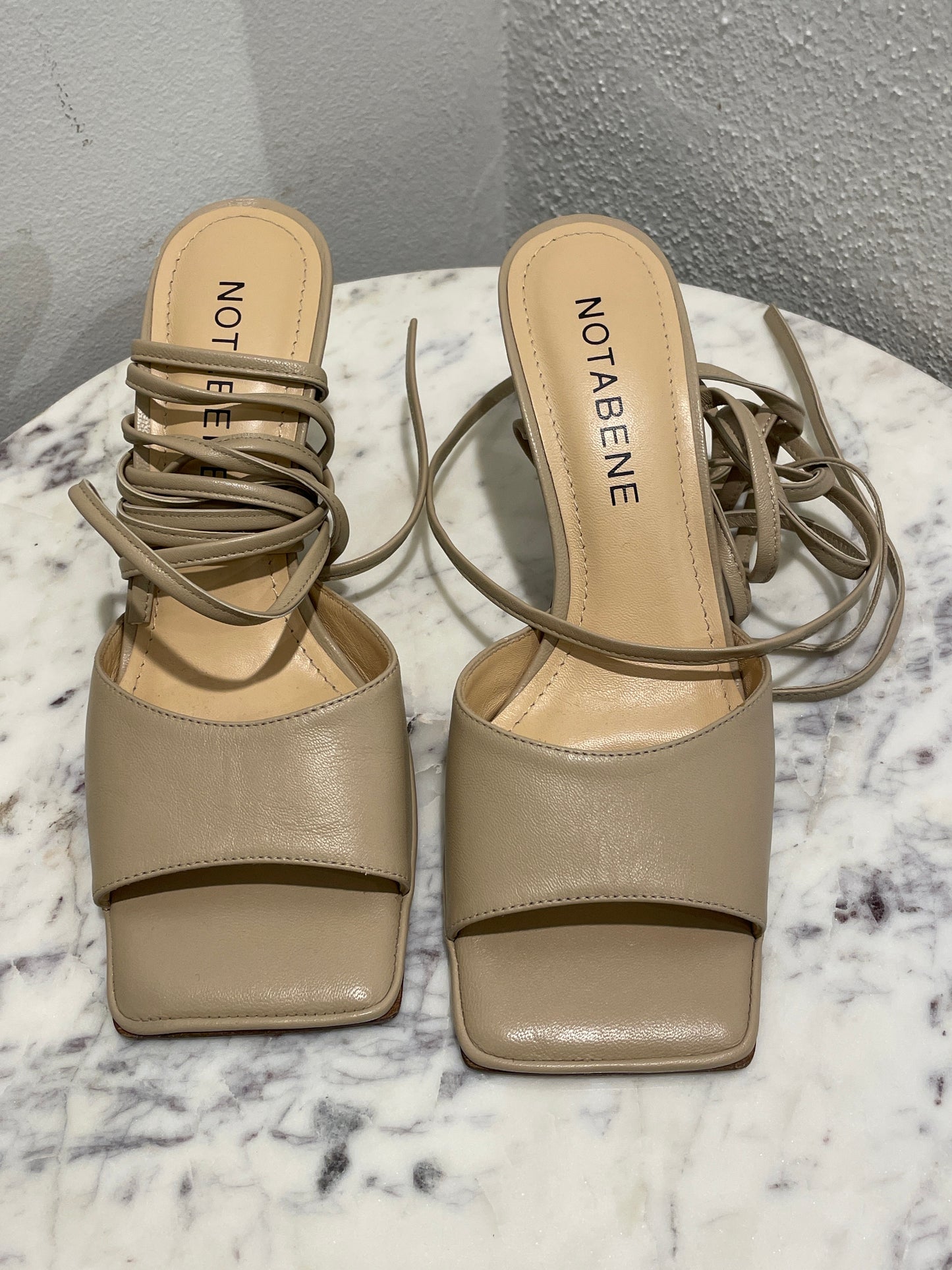 Notabene Lace-Up Leather Sandals – Size 38 - Beige