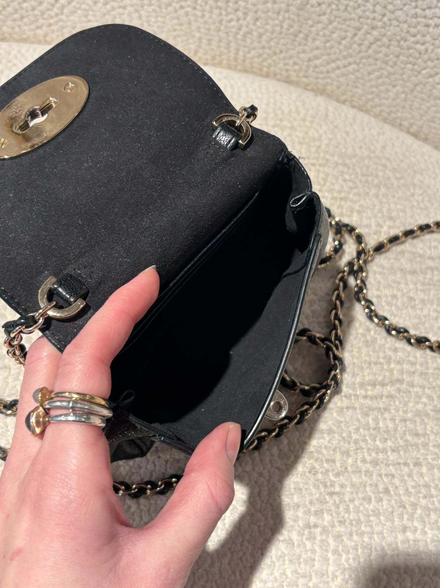 Mulberry Bag - Mini Lily - Black Grained Leather & Gold Hardware