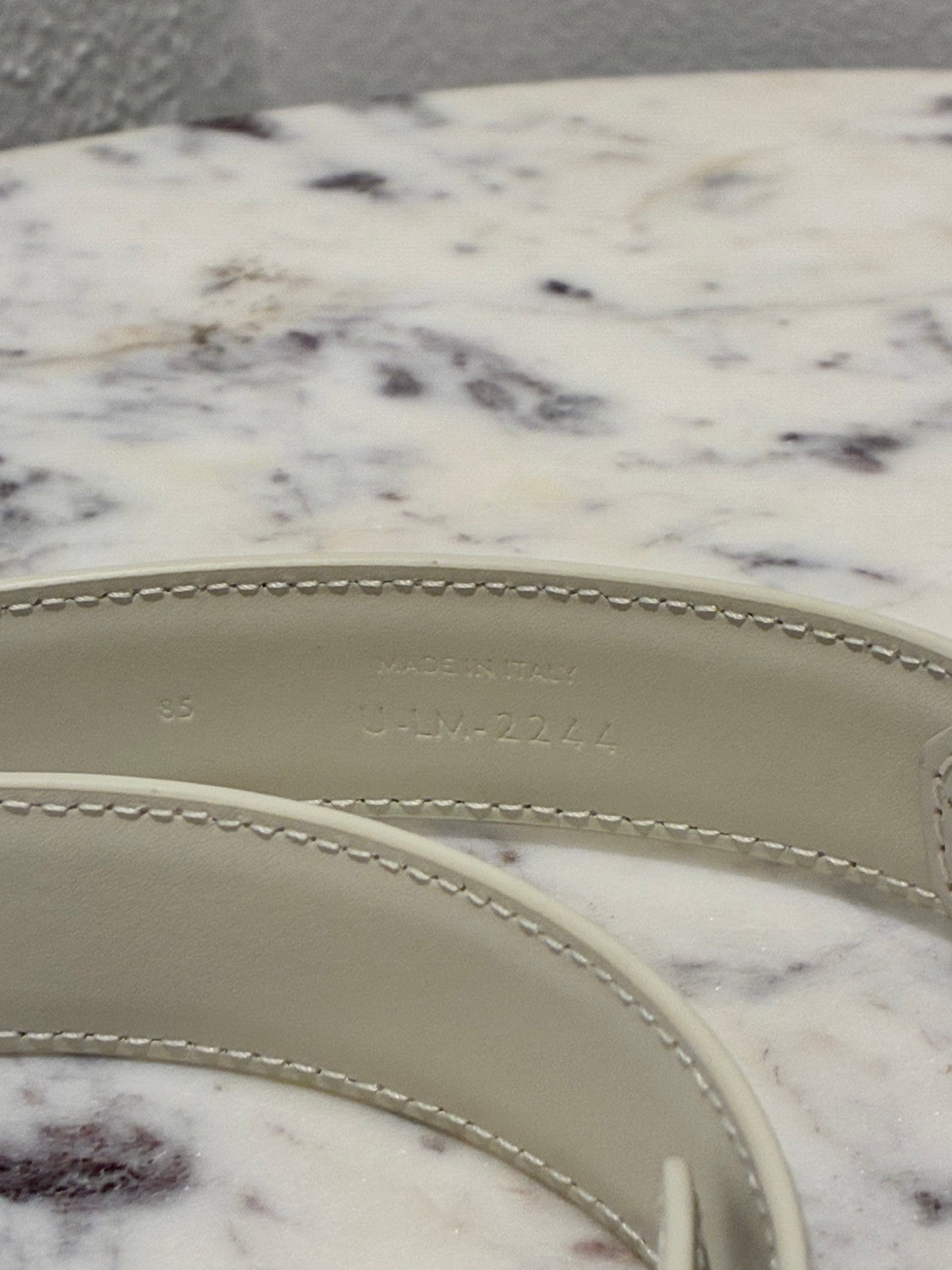 Celine Belt – Triomphe Belt in Cream Leather & Gold Hardware Size 85