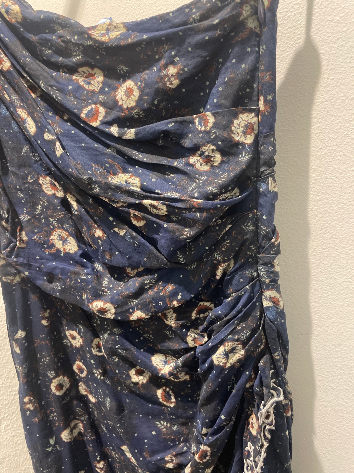 Marant Étoile Esther One-Shoulder Floral Mini Dress – Navy Blue - EU36