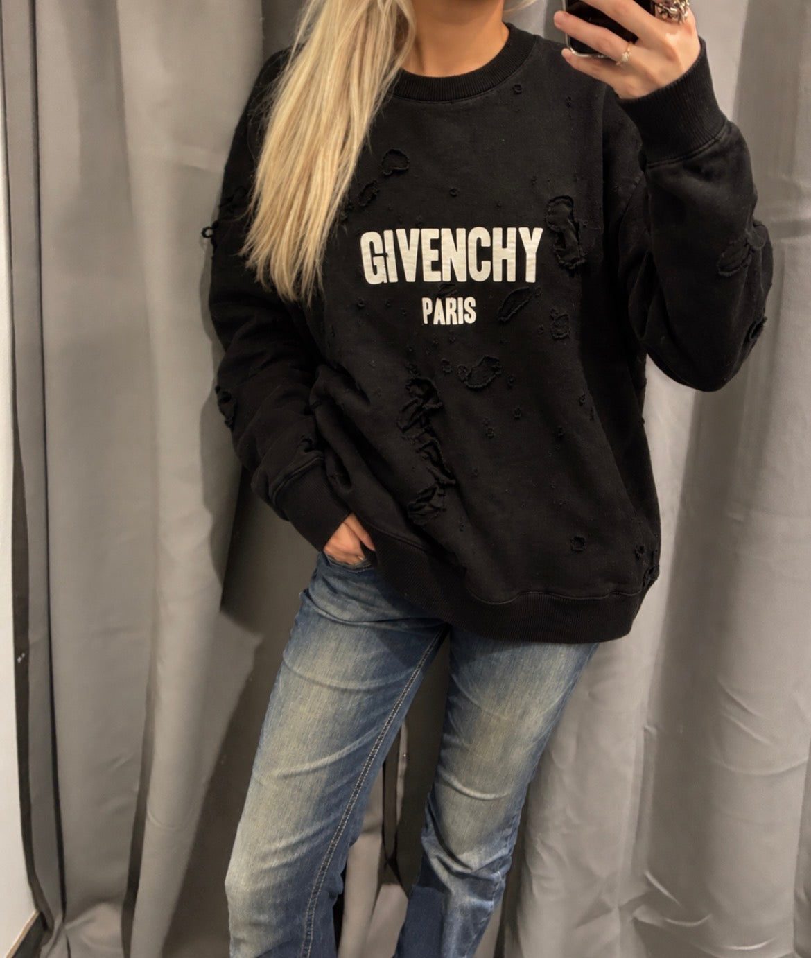 Givenchy Distressed Sweatshirt – Black - Size L