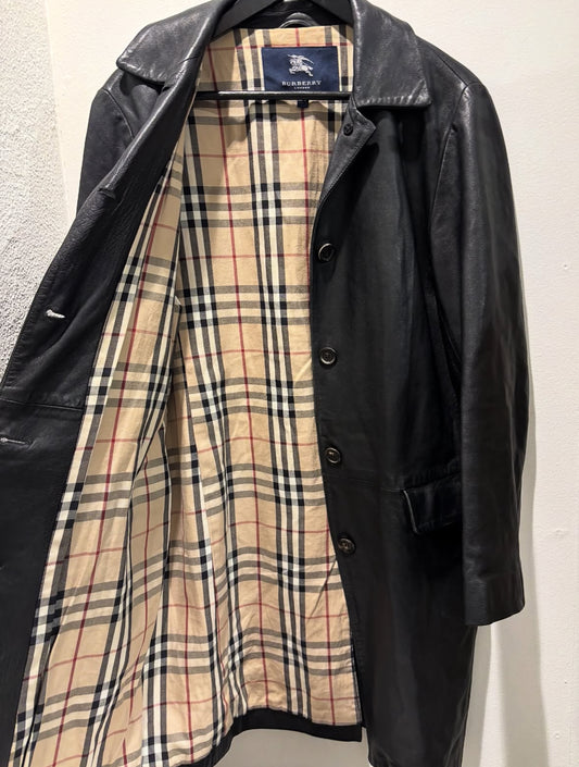 Burberry Leather jacket - Black & Monogram Lining - Size S/M