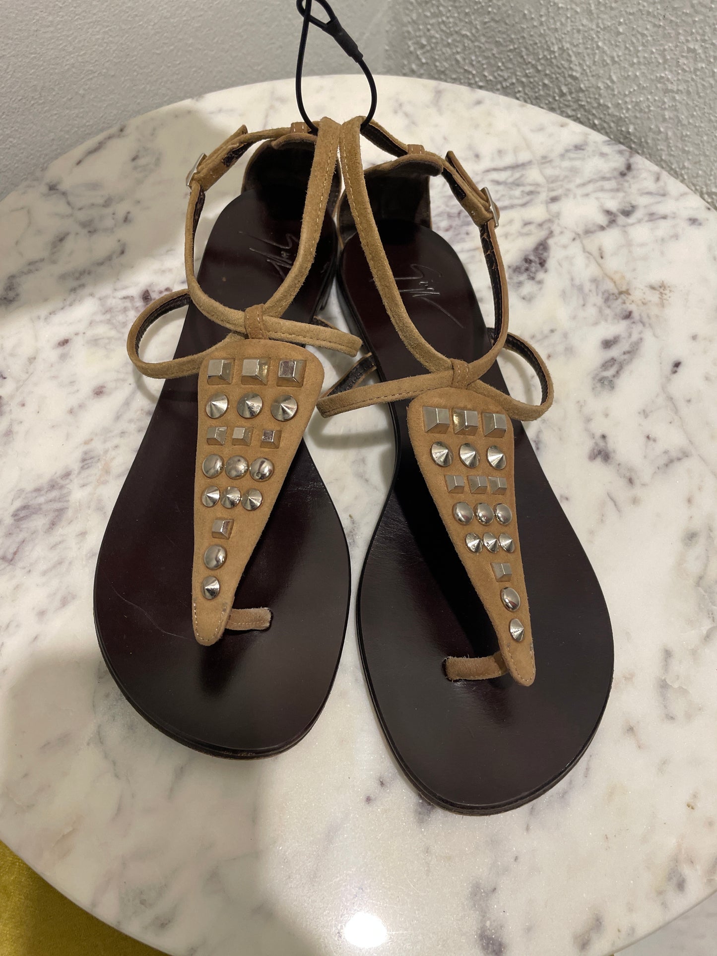 Giuseppe Zanotti - Taupe Suede Studded Sandals - 37,5