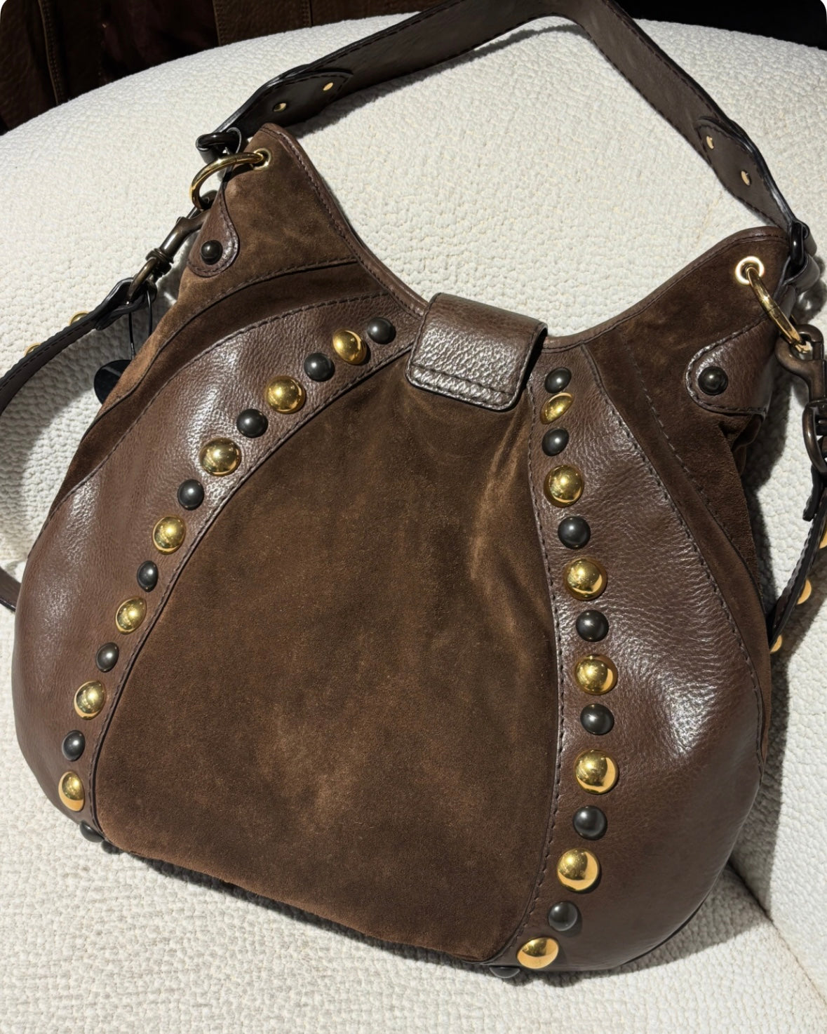 Gucci Fringe Bag – Suede & Leather with Stud Details