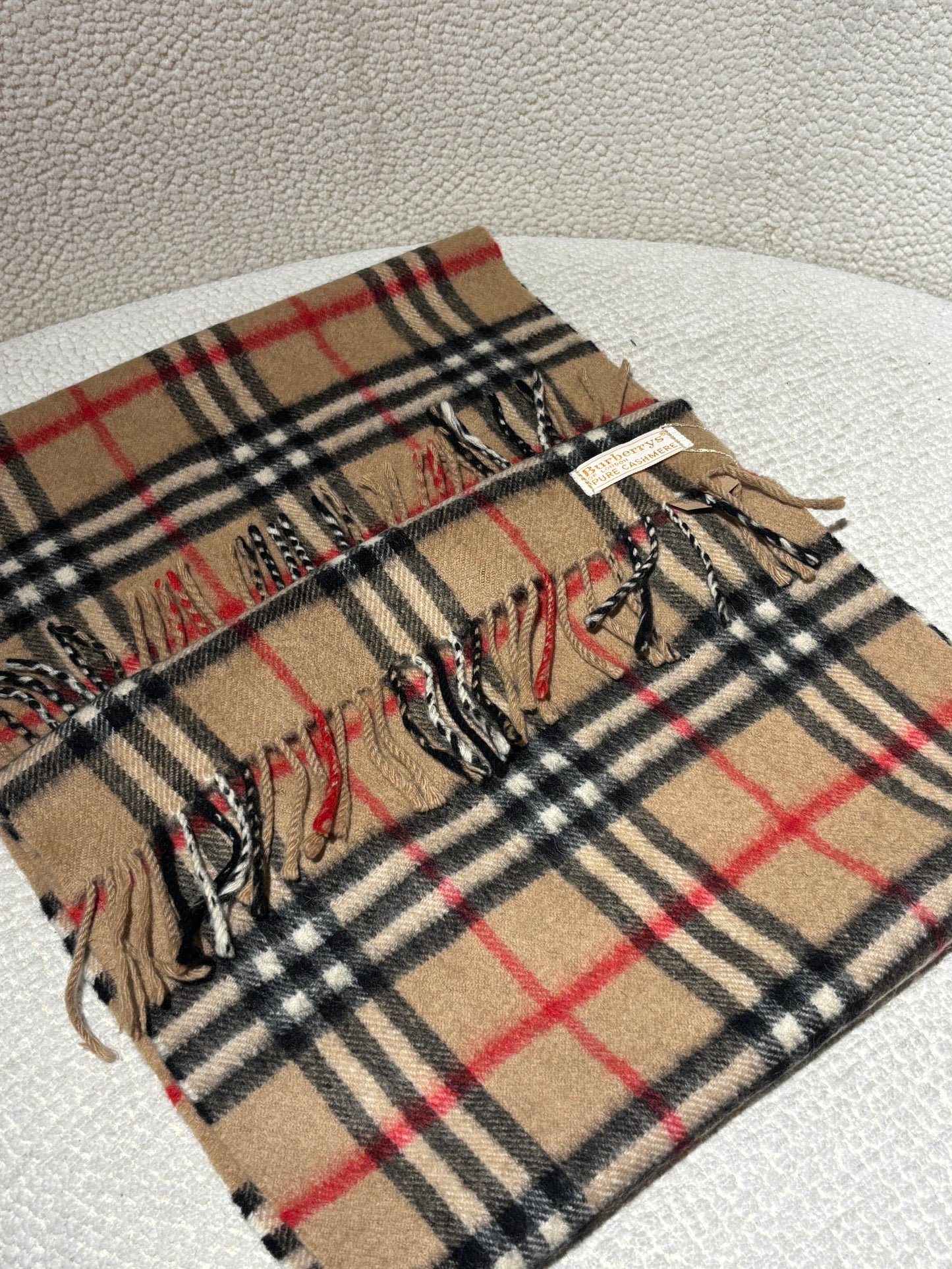 Burberry Cashmere Scarf – Brown, Black & Red