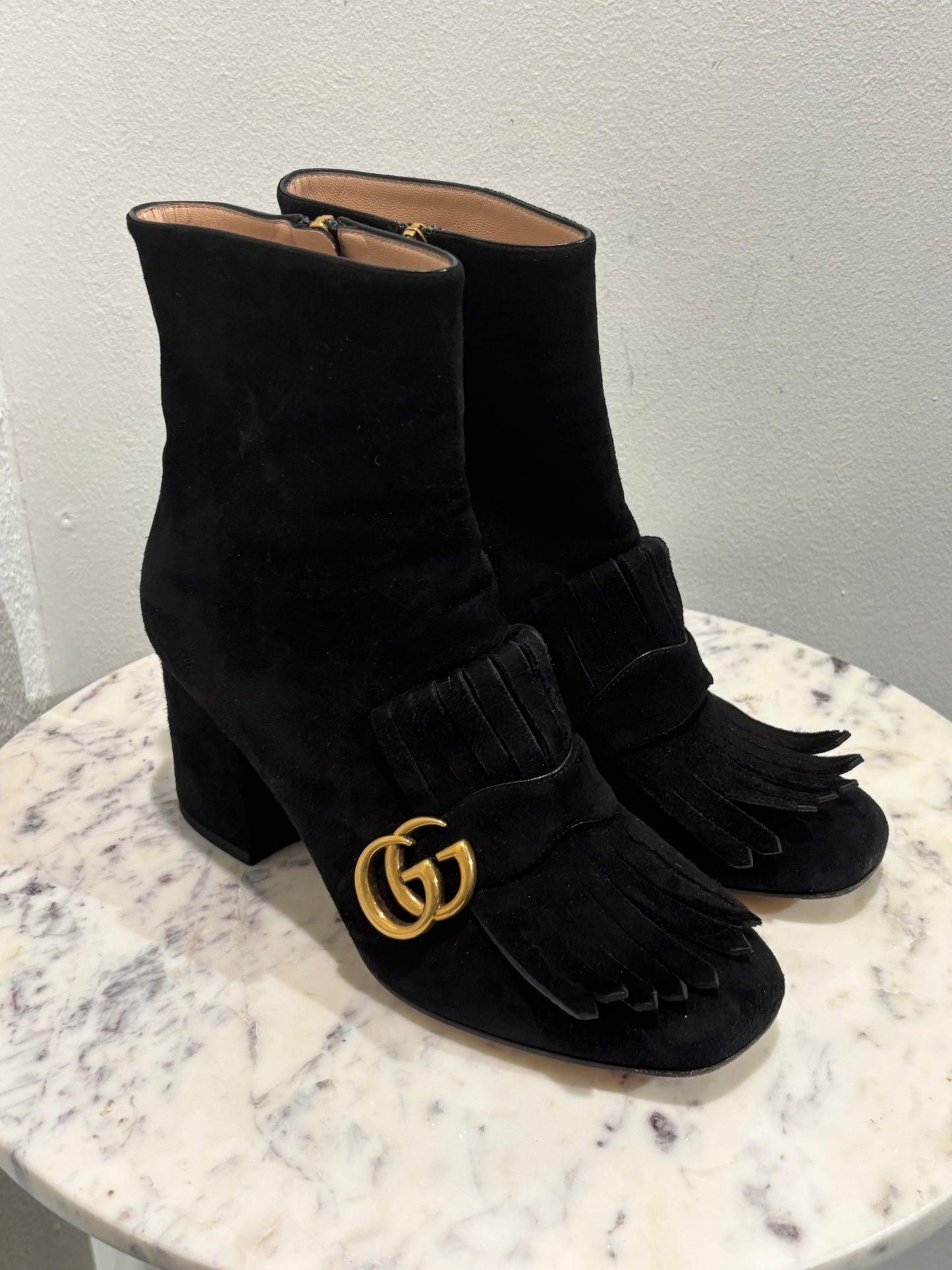Gucci Boots – Suede GG Marmont Fringe - 39