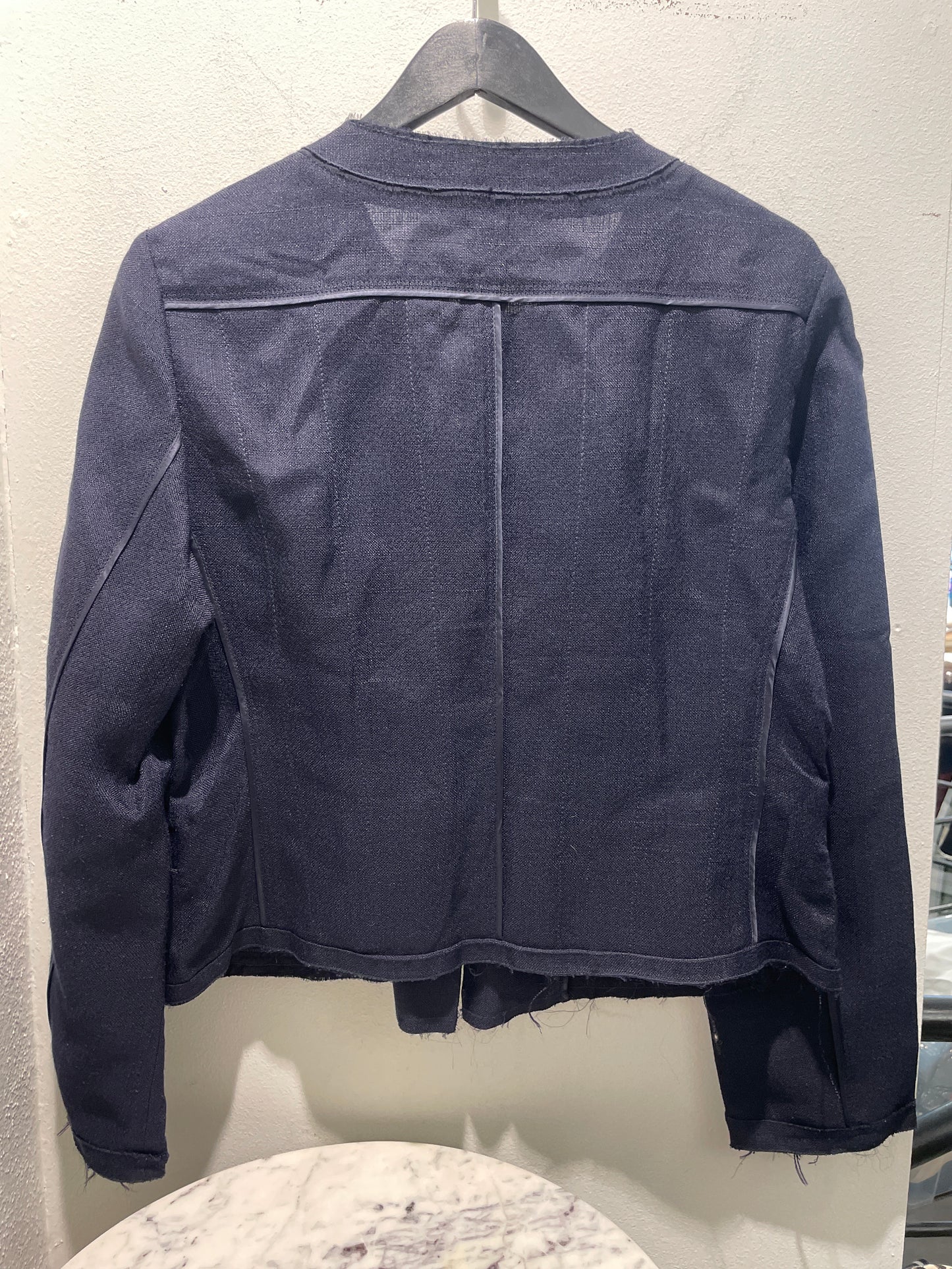Prada Lightweight Textured Ribbon Jacket – Navy – IT48/EU44