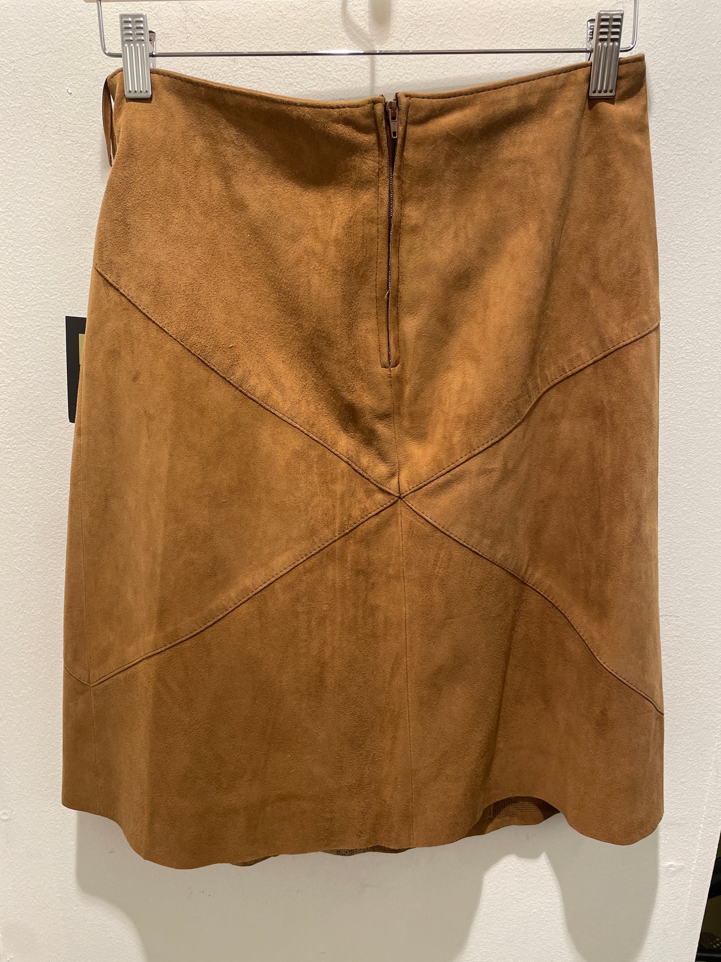 Brand New Camel Suede Laser-Cut Wrap Mini Skirt - EU40
