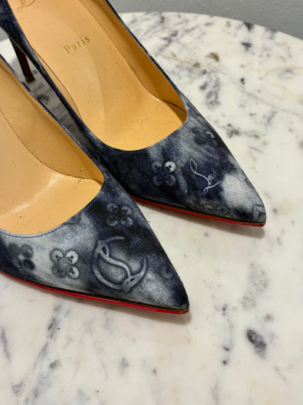 Christian Louboutin - Iriza 100 Printed Denim Pumps - Size 38,5