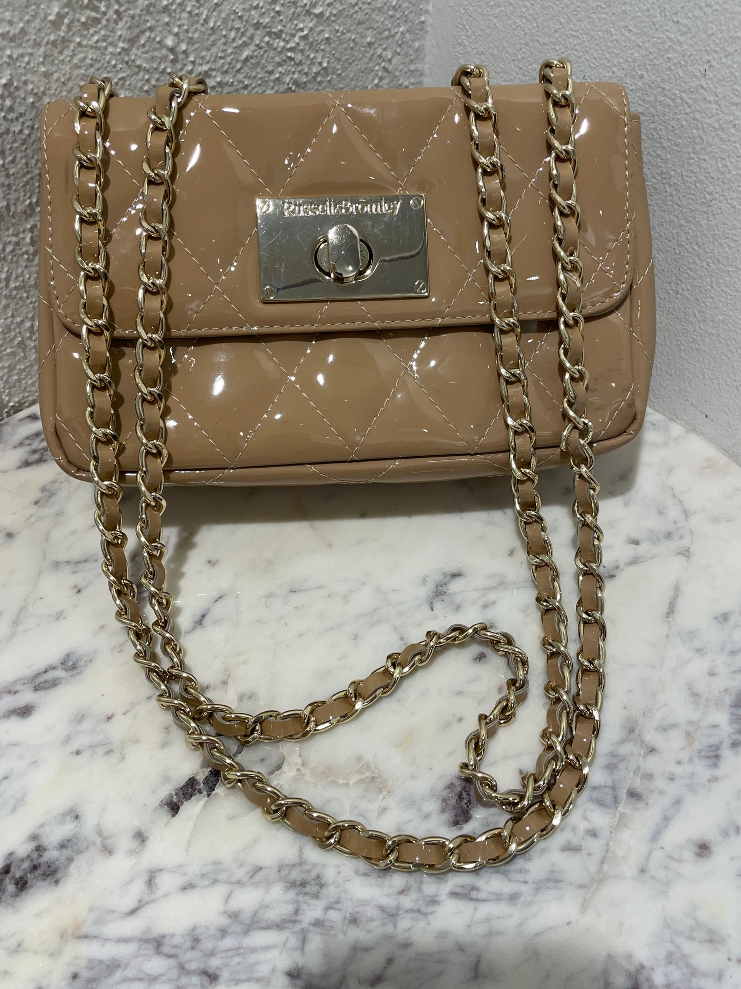 Russell & Bromley Quincemini Patent Leather Bag – Nude