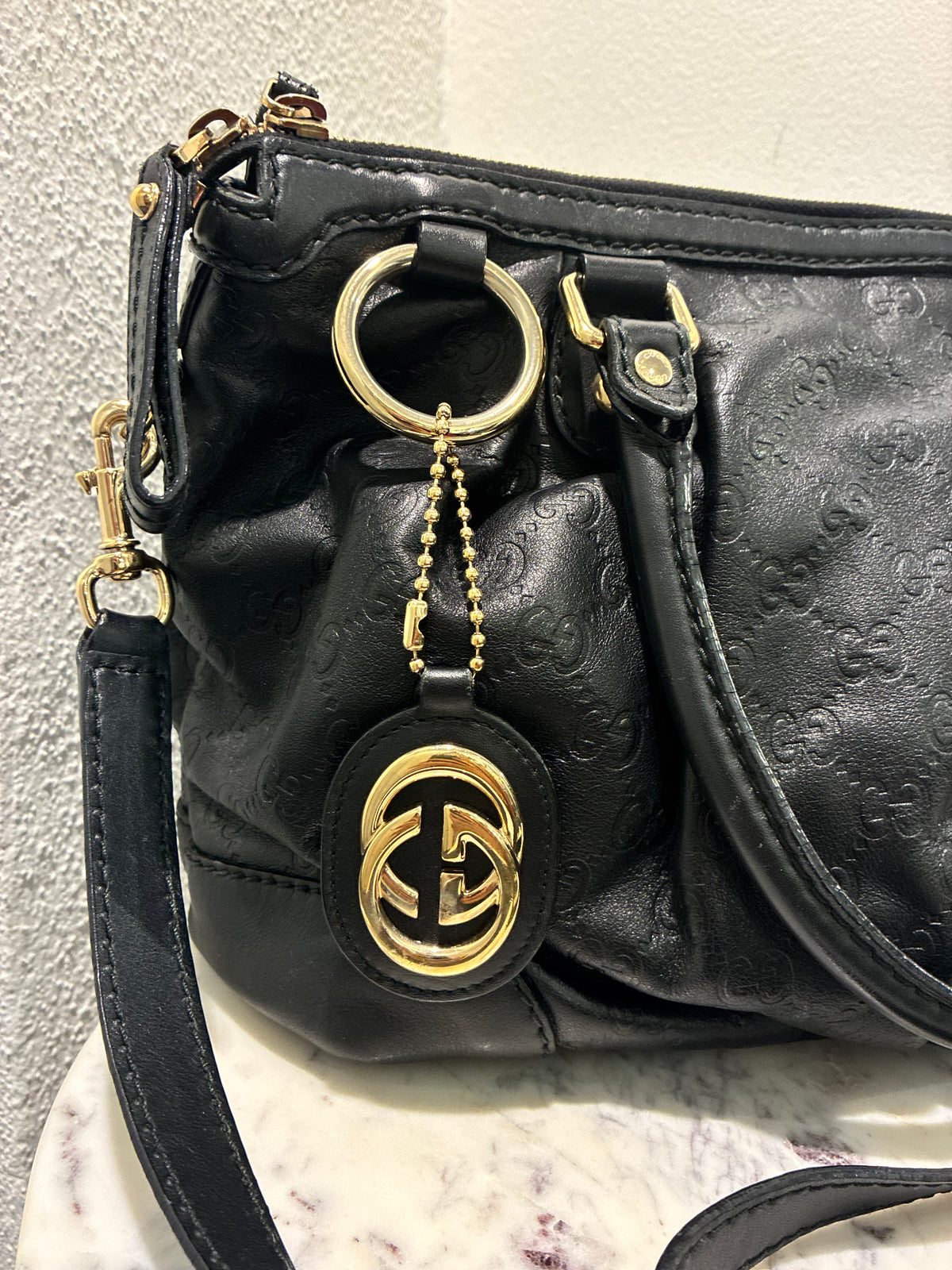 Gucci Guccissima Bag – Black Leather & Gold Hardware