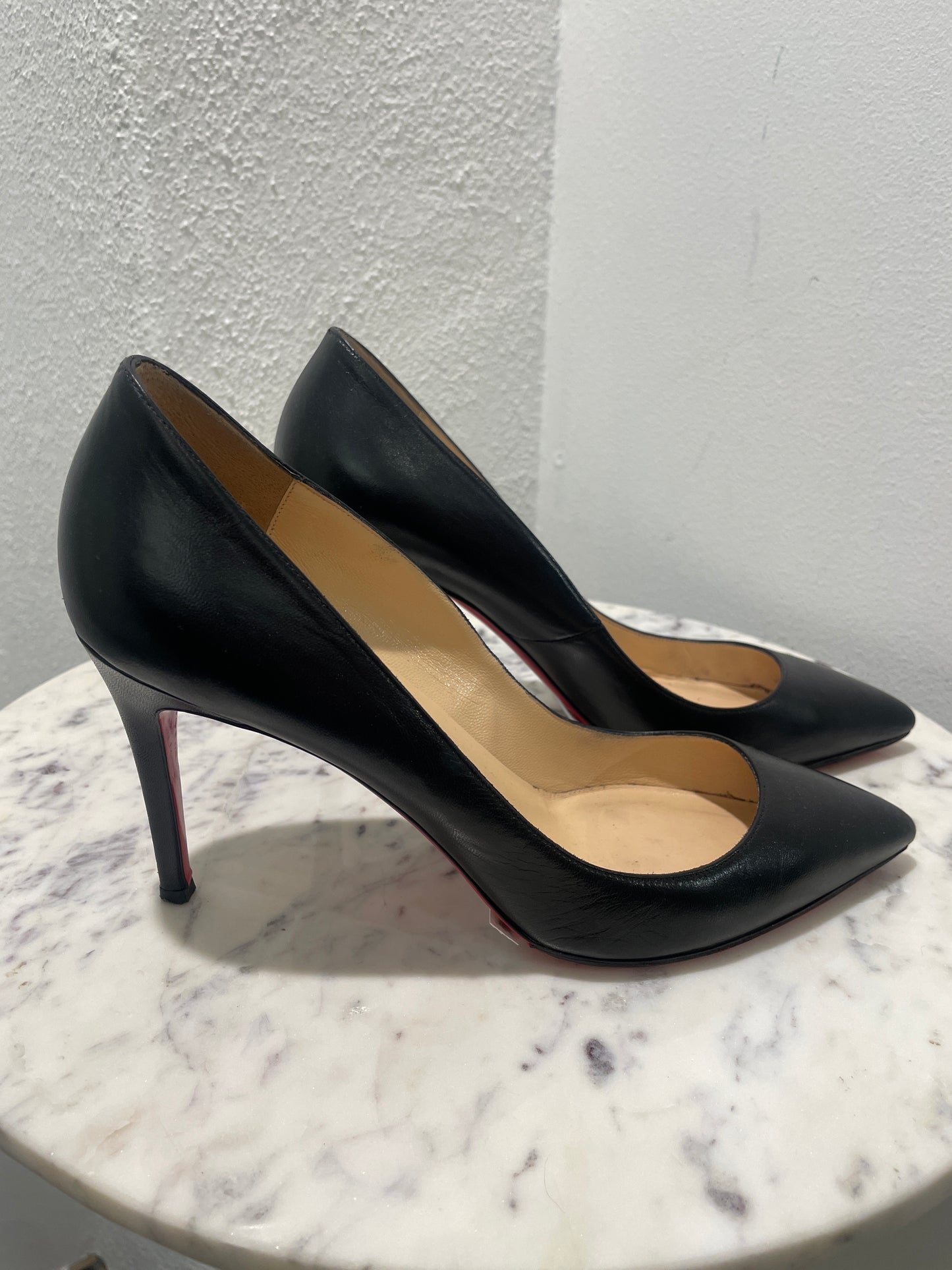 Christian Louboutin Pigalle 85 Black Leather Pumps  – 41