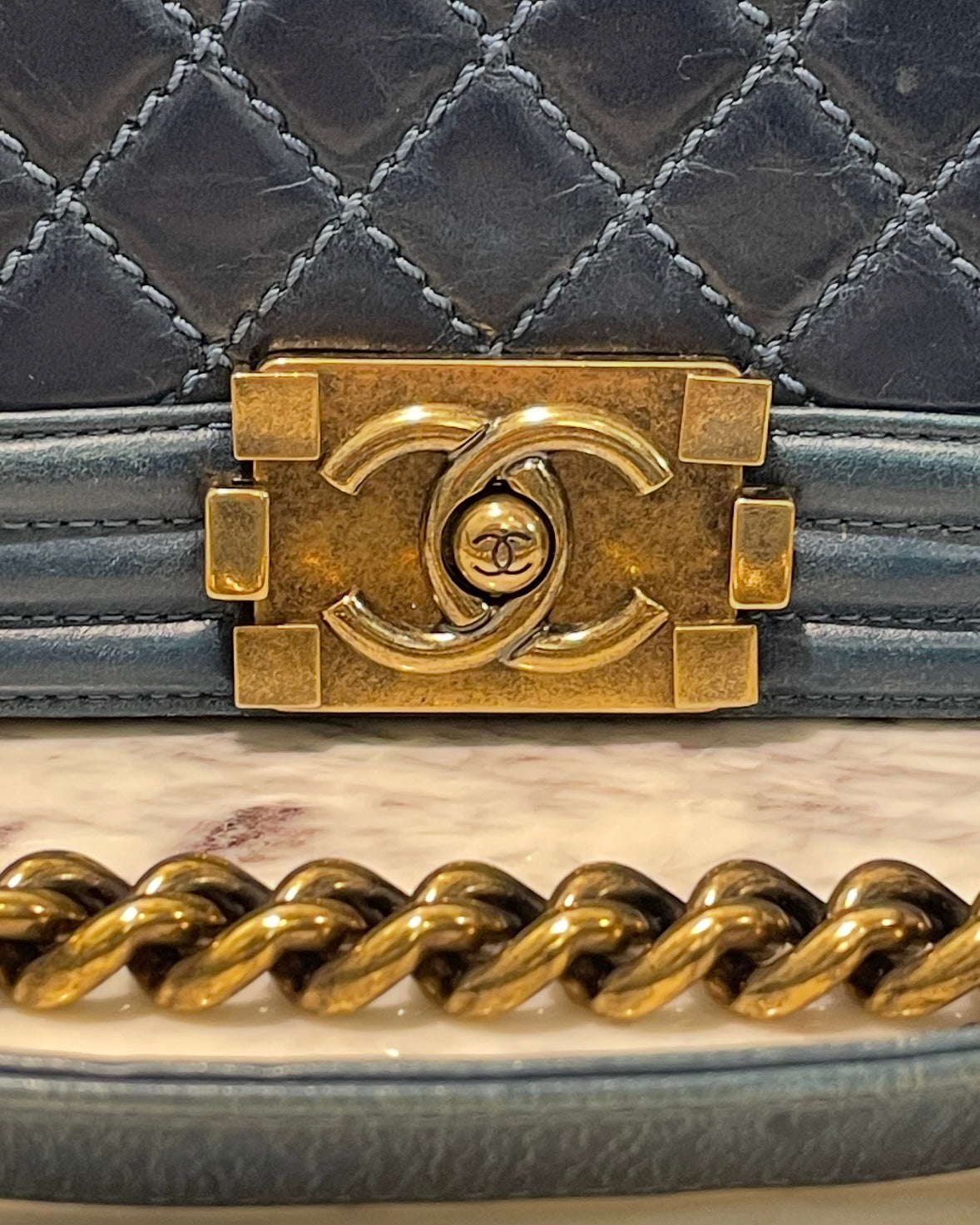 Chanel Boy Bag - Medium - Teal & Aged Gold Hardware