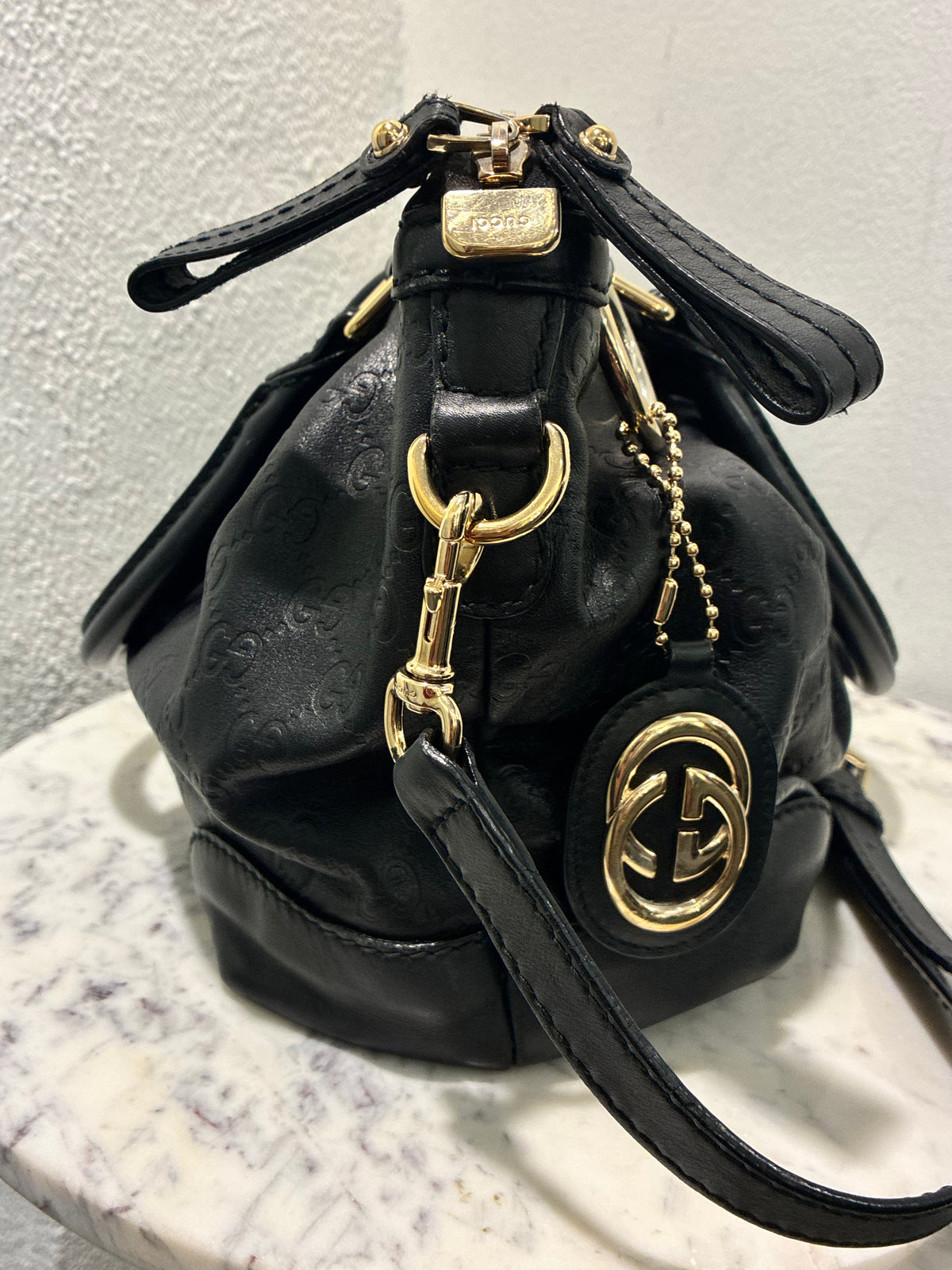 Gucci Guccissima Bag – Black Leather & Gold Hardware