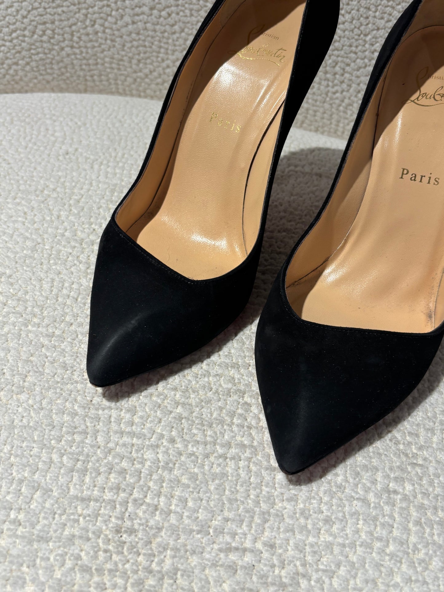 Christian Louboutin Heels – Black Suede with Red Soles - EU 40