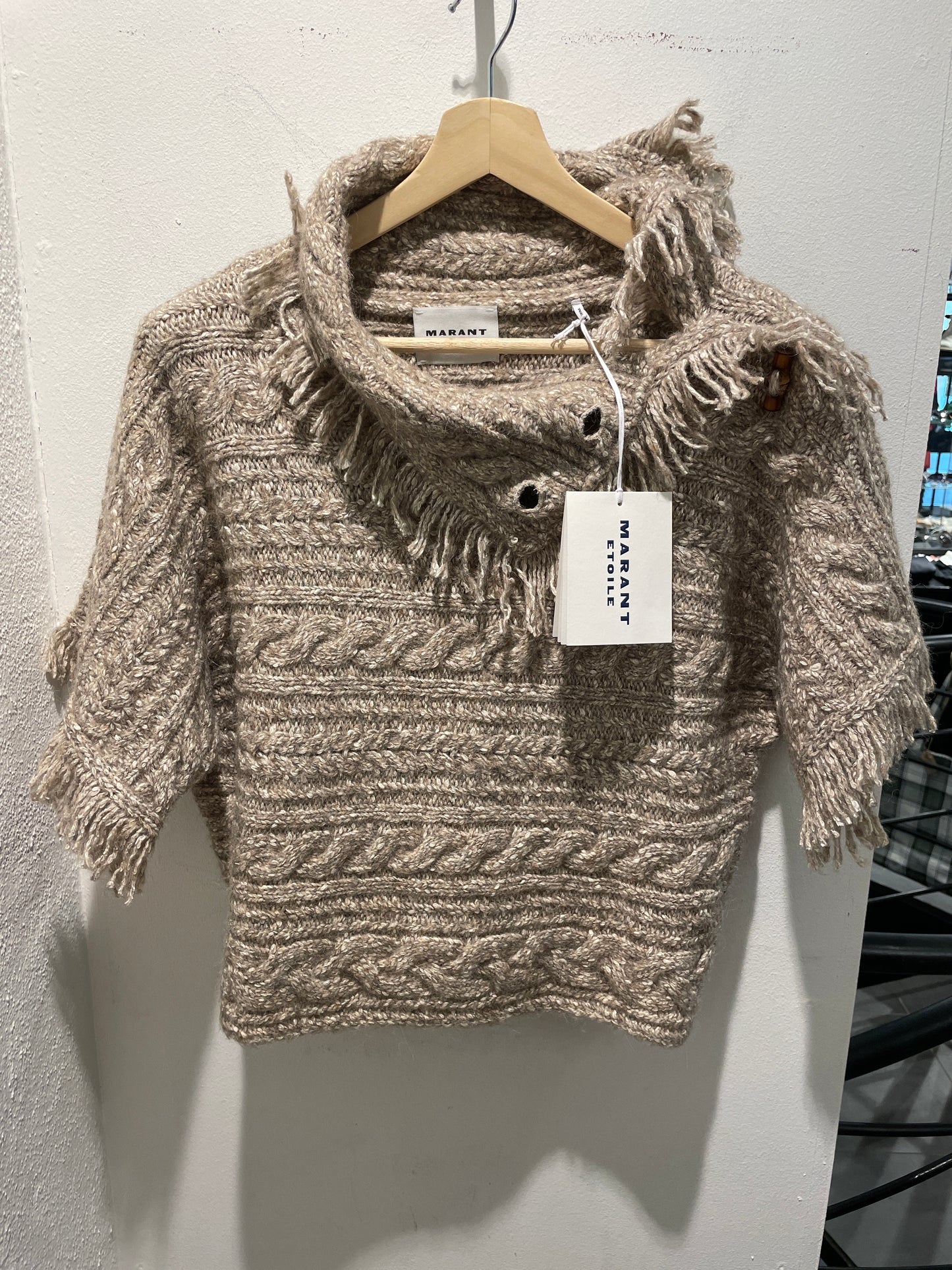 Isabel Marant Étoile – "Blanche" Cable-Knit Poncho Sweater, Size FR 38 (New with Tags)