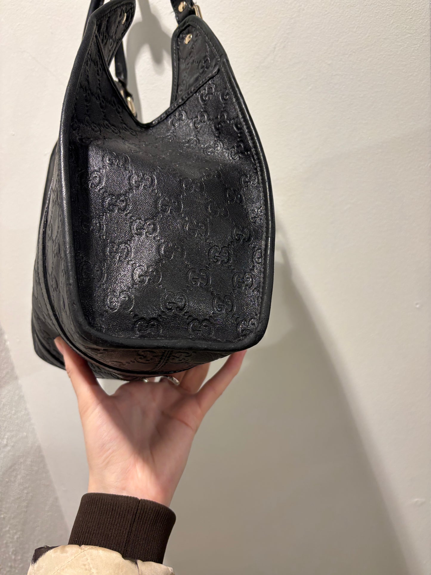 Gucci Guccissima Bag - Black Monogram Leather & Gold Hardware