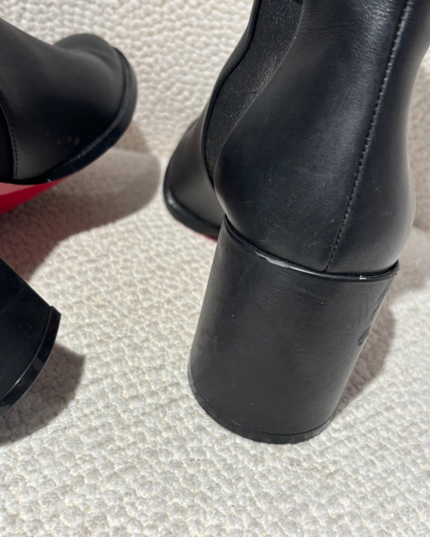 Christian Louboutin Dianouchette Boots – Black Leather with Red Soles - EU 40