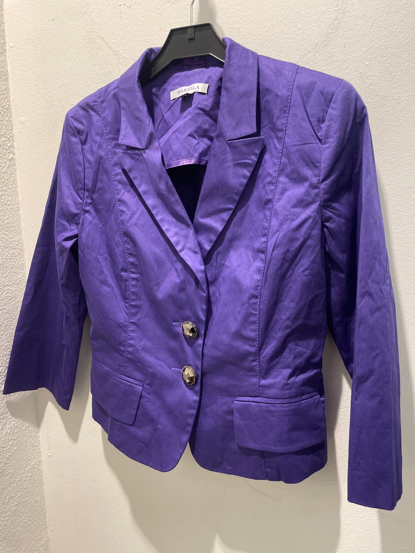 Marella — Tailored Purple Blazer with Faceted Jewel Buttons - EU 34