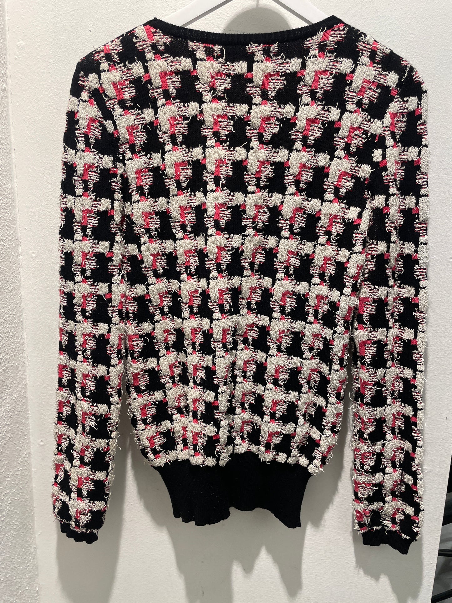 Karl Lagerfeld — Tweed-Inspired Bouclé Knit Sweater with Zipper Details - M