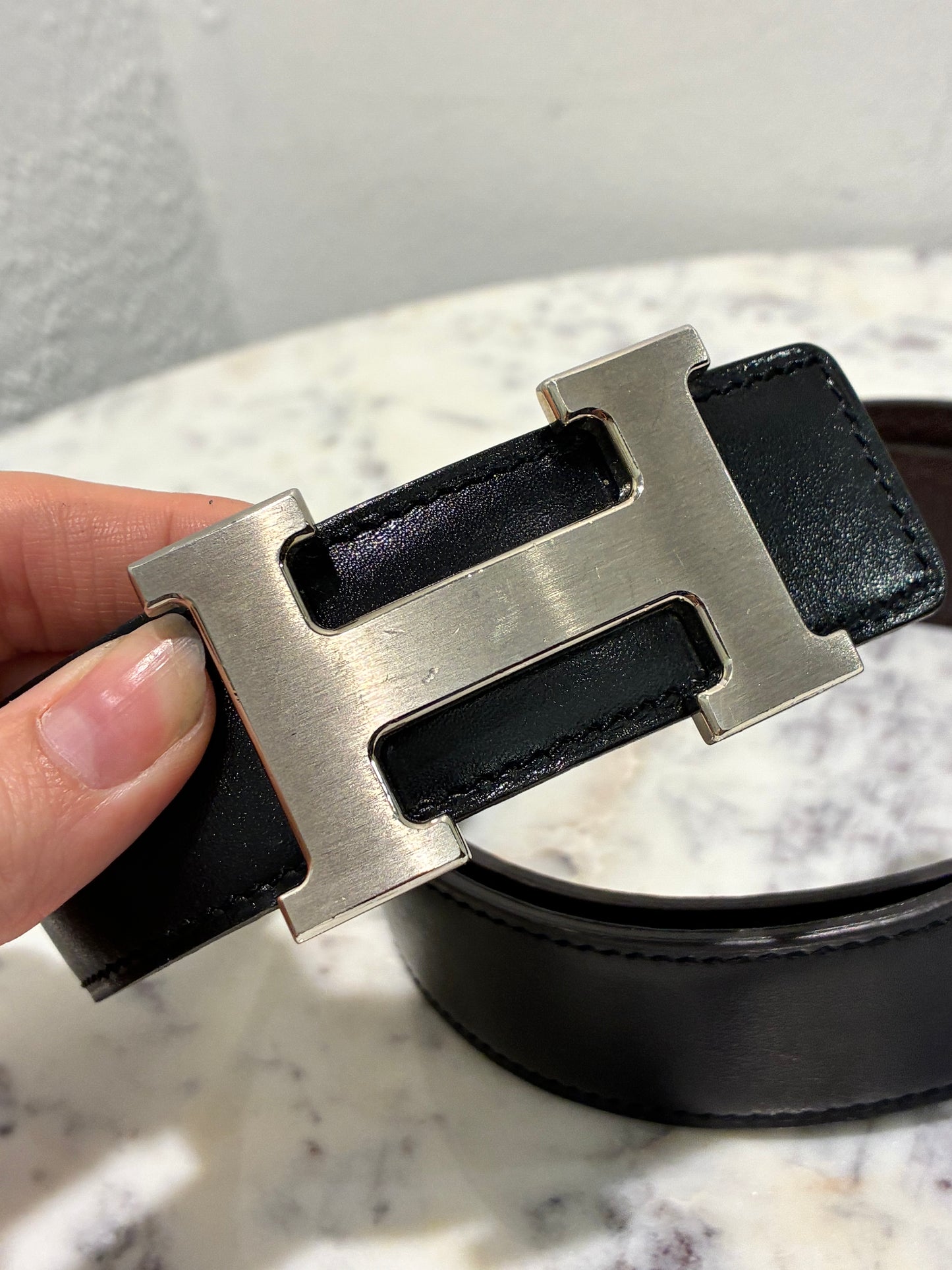 Hermès Reversible H-Belt – Size 85 - Medina’s Wardrobe