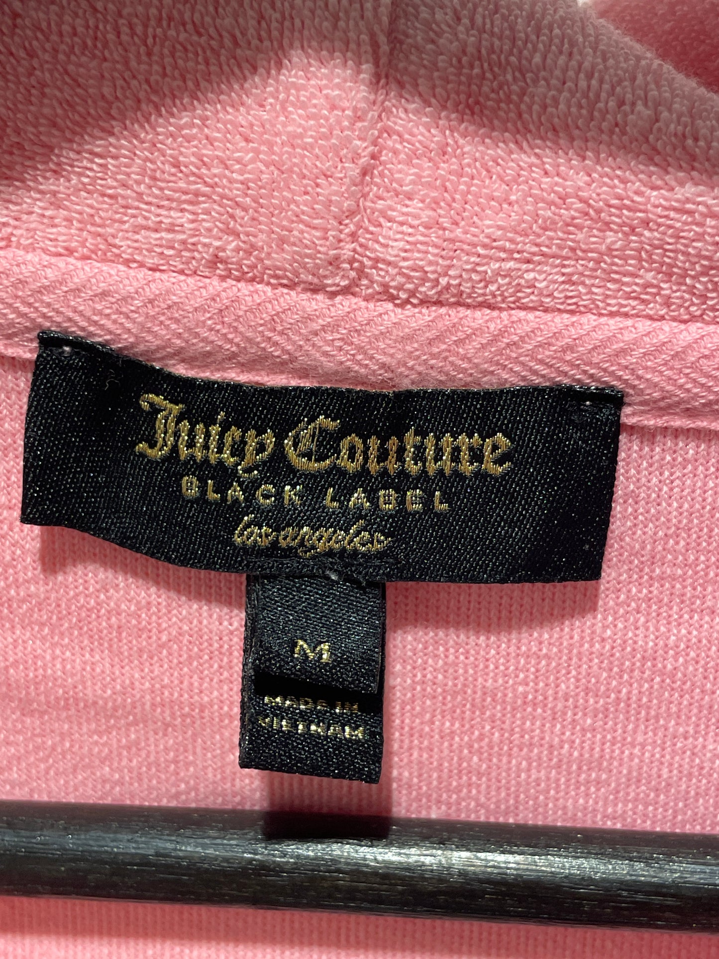 Juicy Couture Black Label Pink Towelling Terry Cloth Zip-Up Hoodie - M