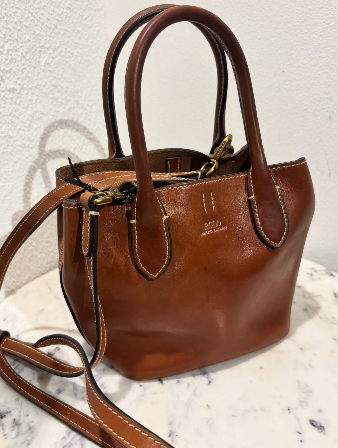 Polo Ralph Lauren Bucket Bag - Cognac Leather