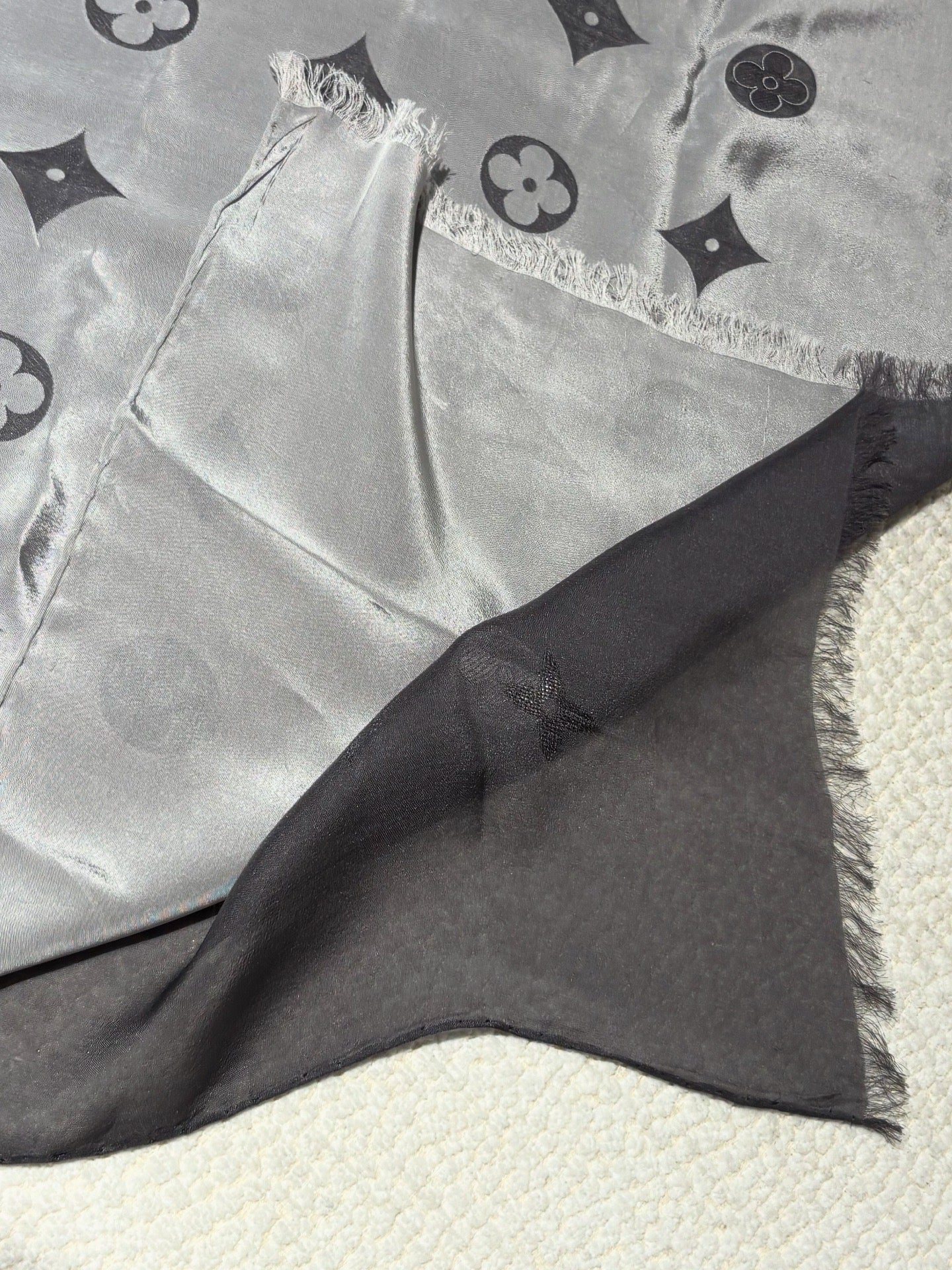 Vintage Louis Vuitton Silk Scarf - Double Sided in Grey with Monogram