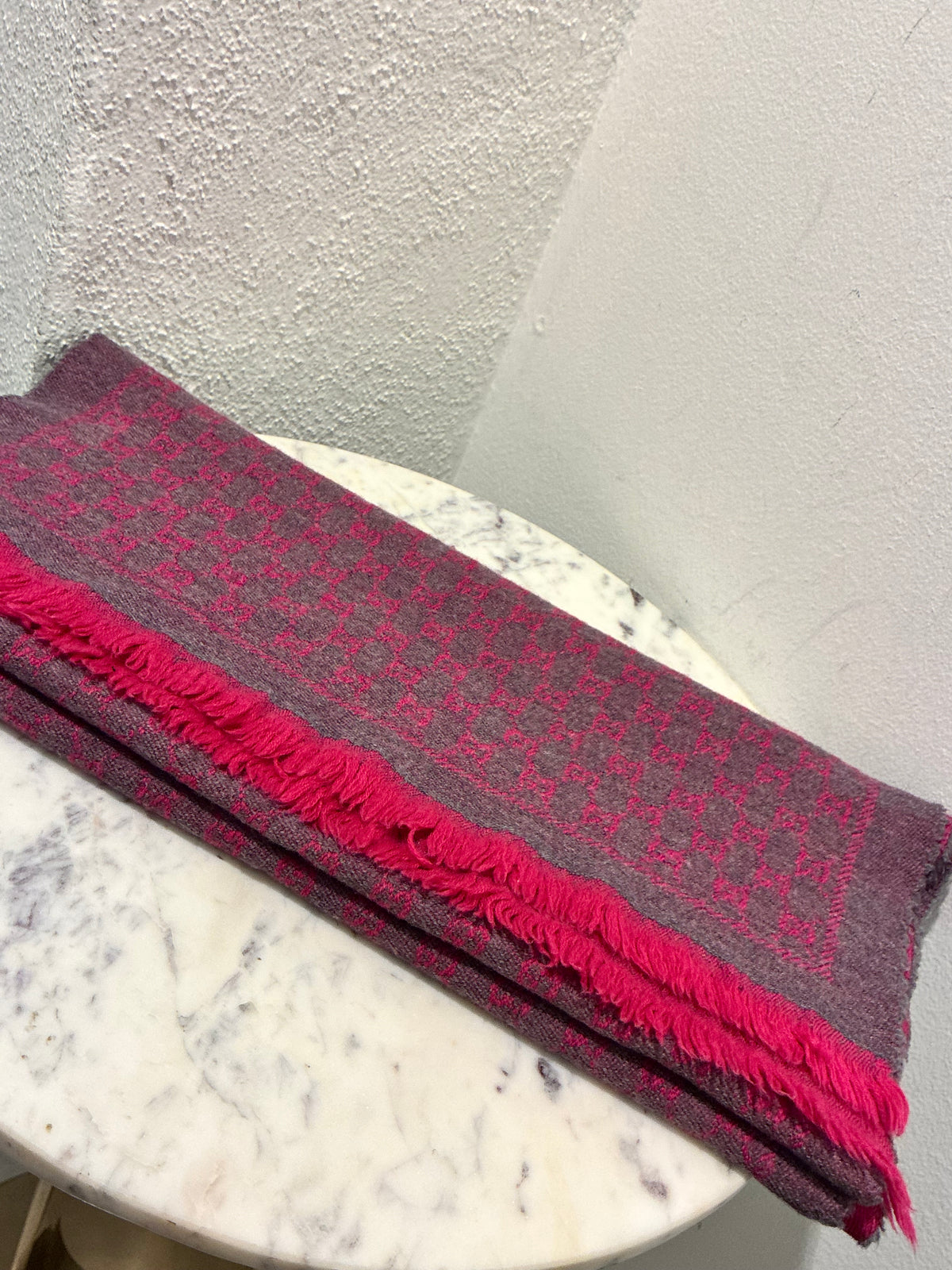 Gucci Monogram Scarf - Grey & Pink