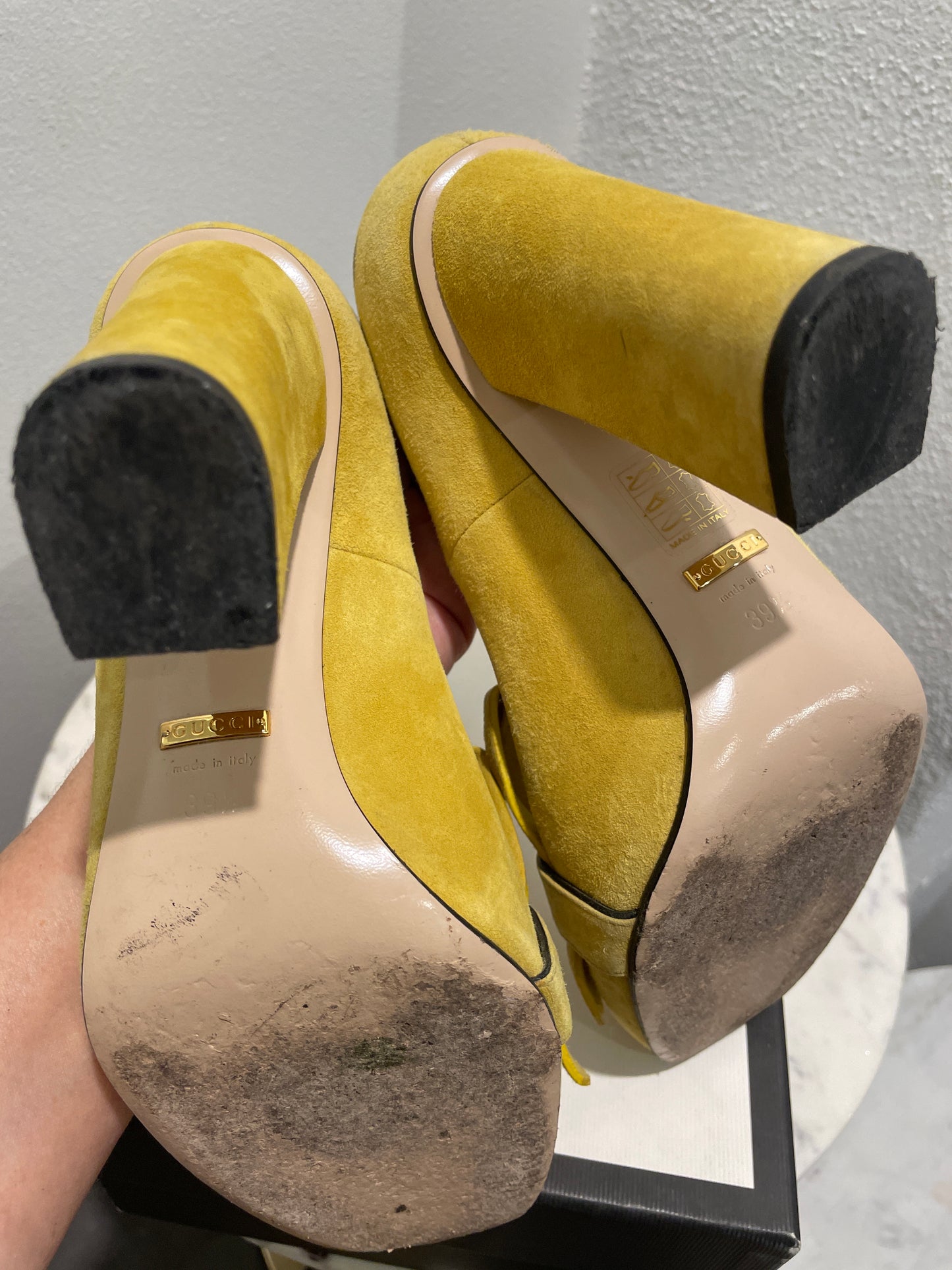 Gucci Marmont Fringe Suede Pumps – Size EU 39.5 / Yellow
