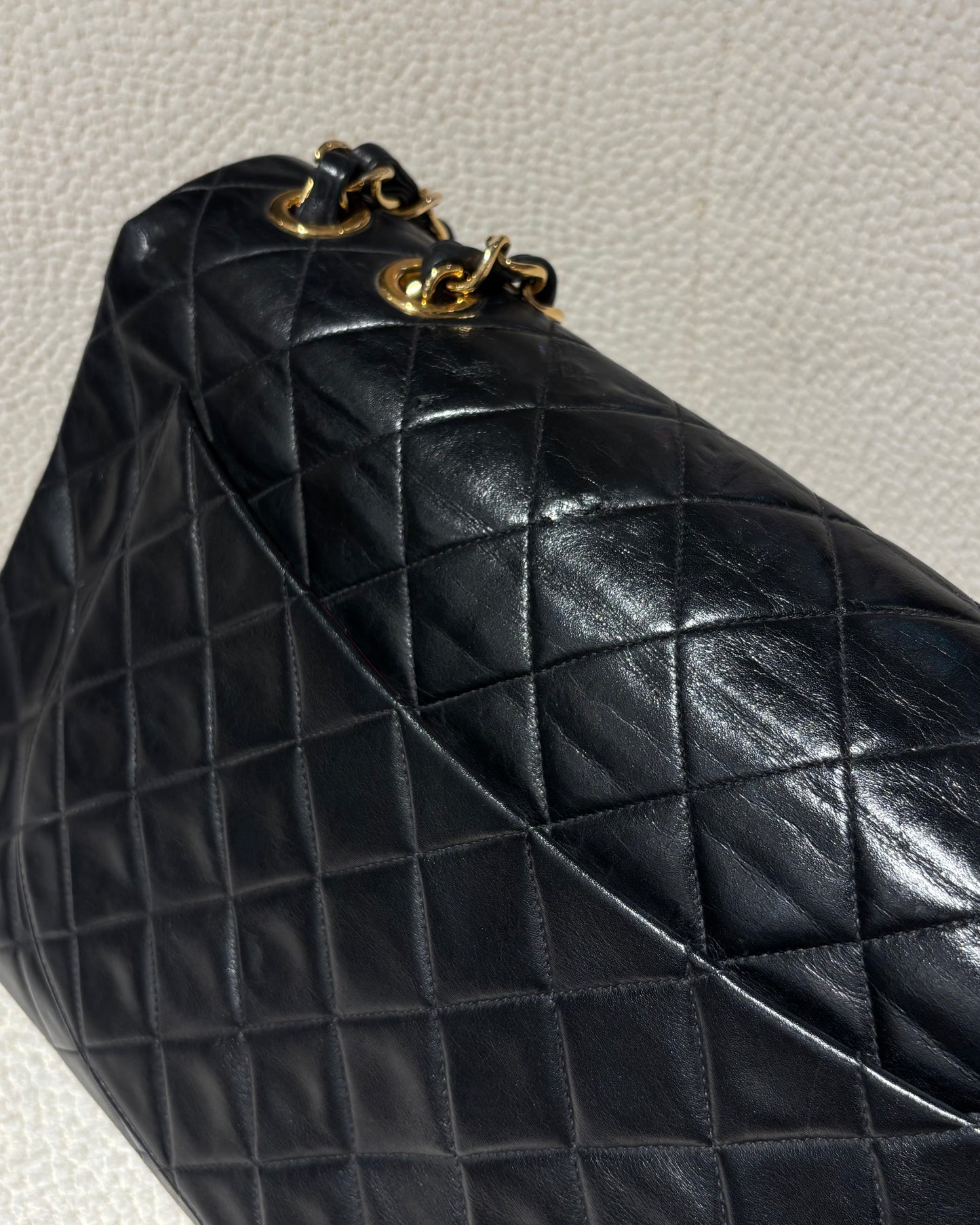 Chanel Vintage XL Classic Flap Bag – Black Lambskin & 24K Gold Hardware