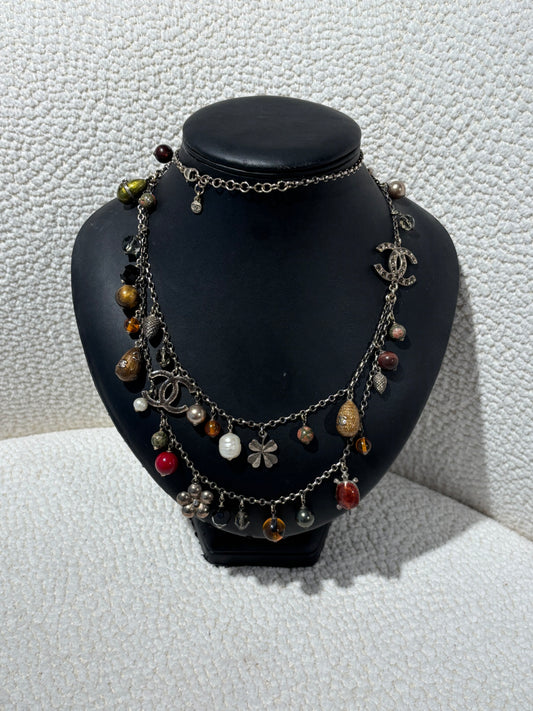 Chanel Charm Necklace – Silver Tone Metal & Multicolour Charms