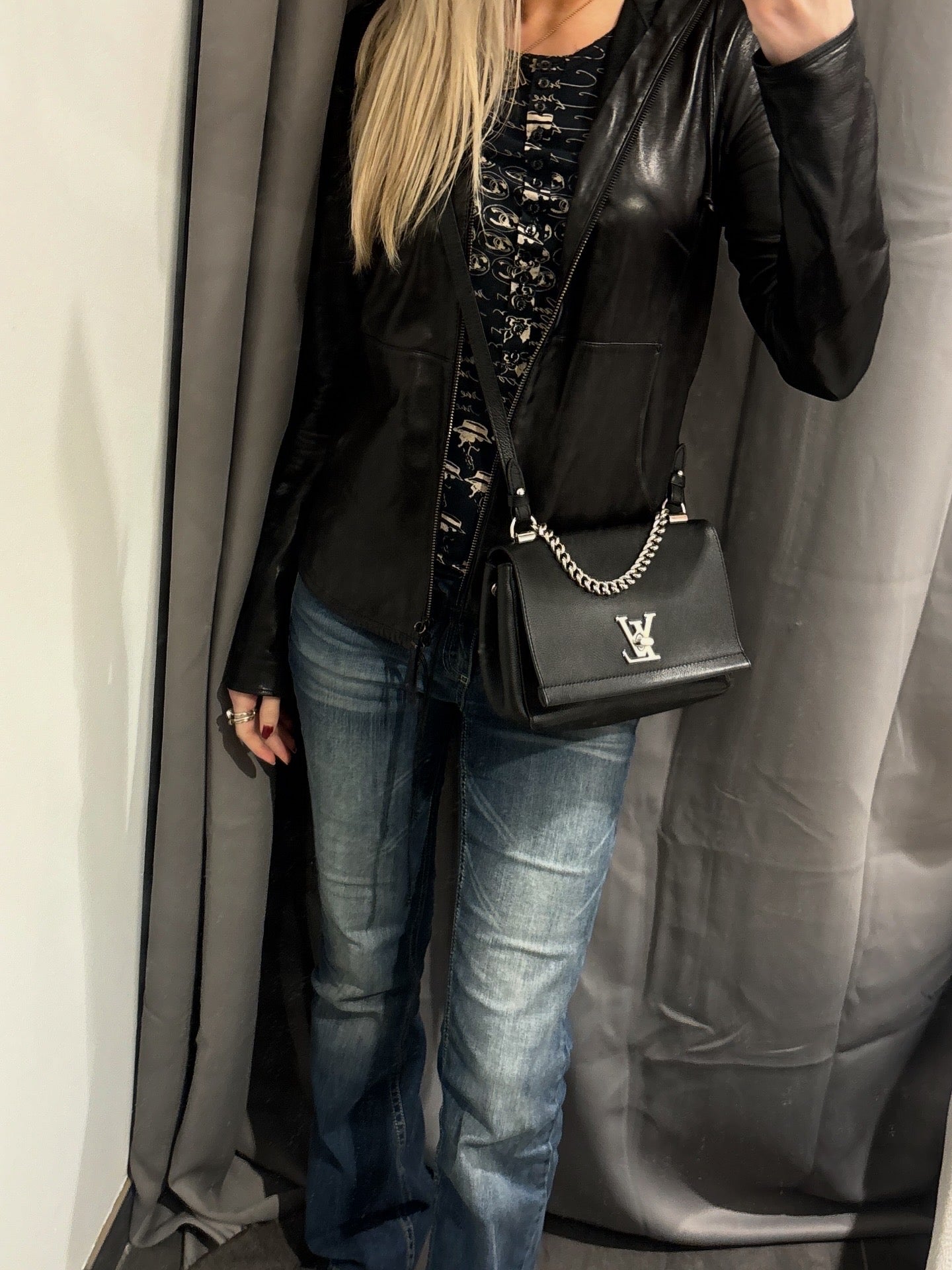 Louis Vuitton Lockme Bag – Leather & Silver Logo Turn Lock Closure