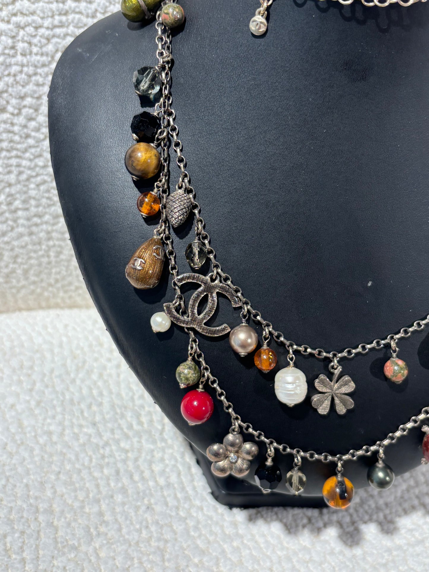 Chanel Charm Necklace – Silver Tone Metal & Multicolour Charms