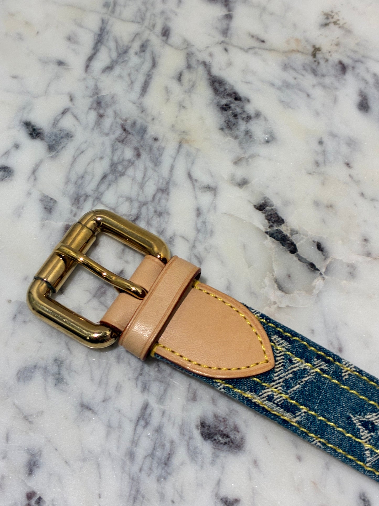 Louis Vuitton Belt - Monogram Denim & Vanchetta Leather - Size 90