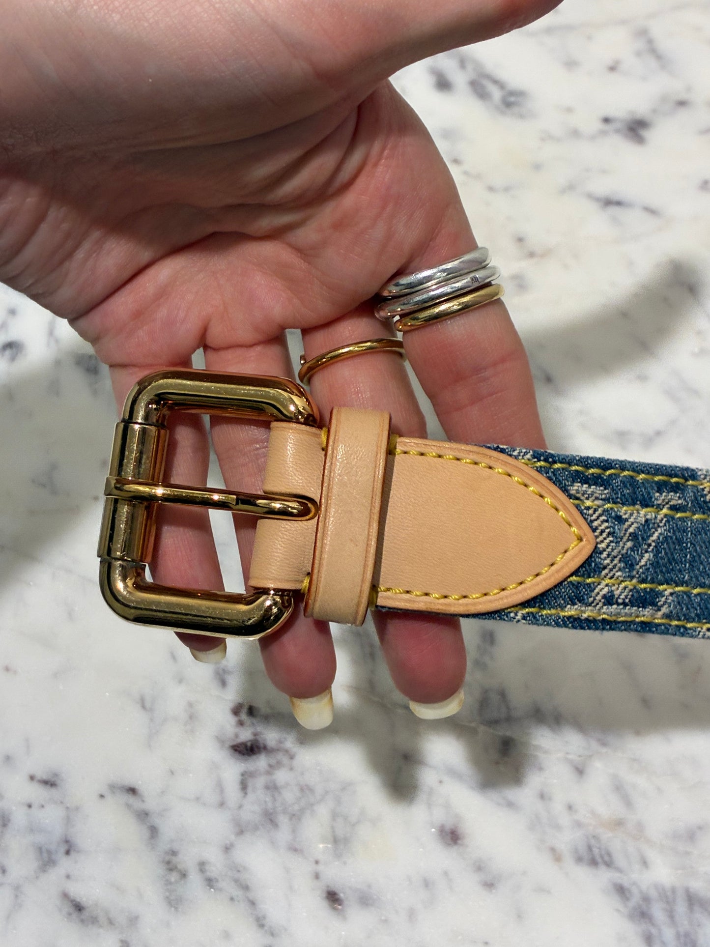 Louis Vuitton Belt - Monogram Denim & Vanchetta Leather - Size 90