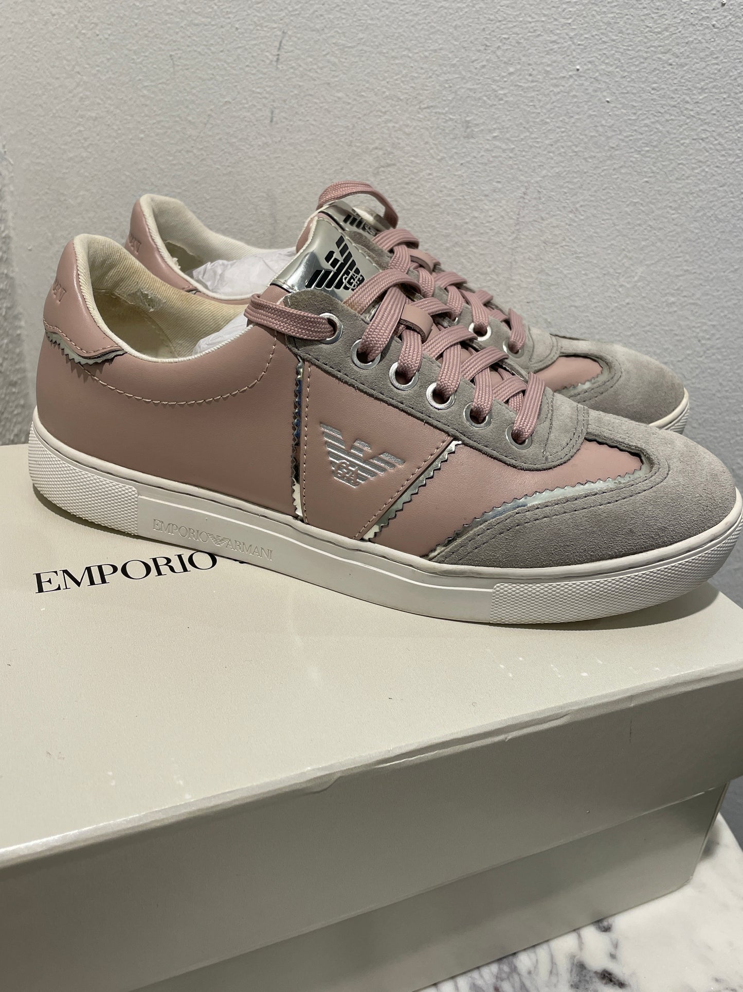Emporio Armani Sneakers – Size EU 37 / Pink & Silver