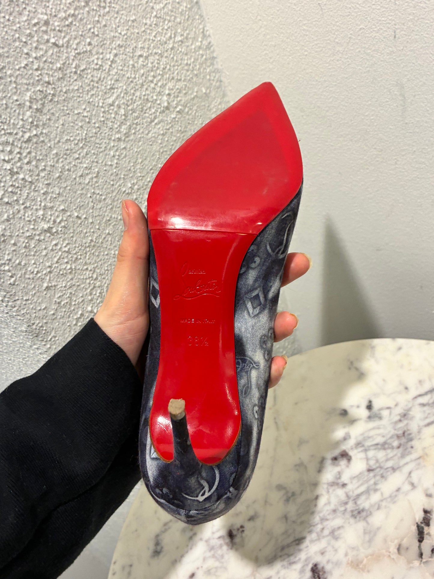Christian Louboutin - Iriza 100 Printed Denim Pumps - Size 38,5