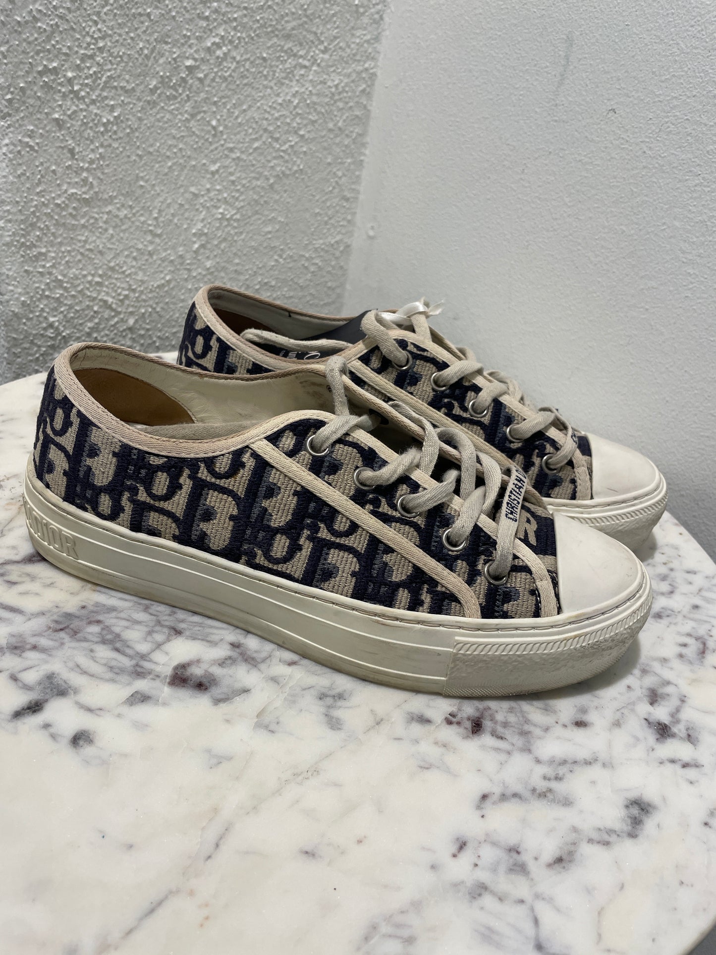 Christian Dior Walk'n'Dior Blue Oblique Embroidered Sneakers  - 36