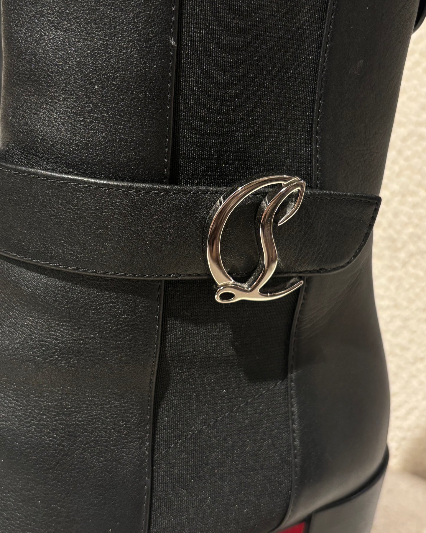 Christian Louboutin Dianouchette Boots – Black Leather with Red Soles - EU 40