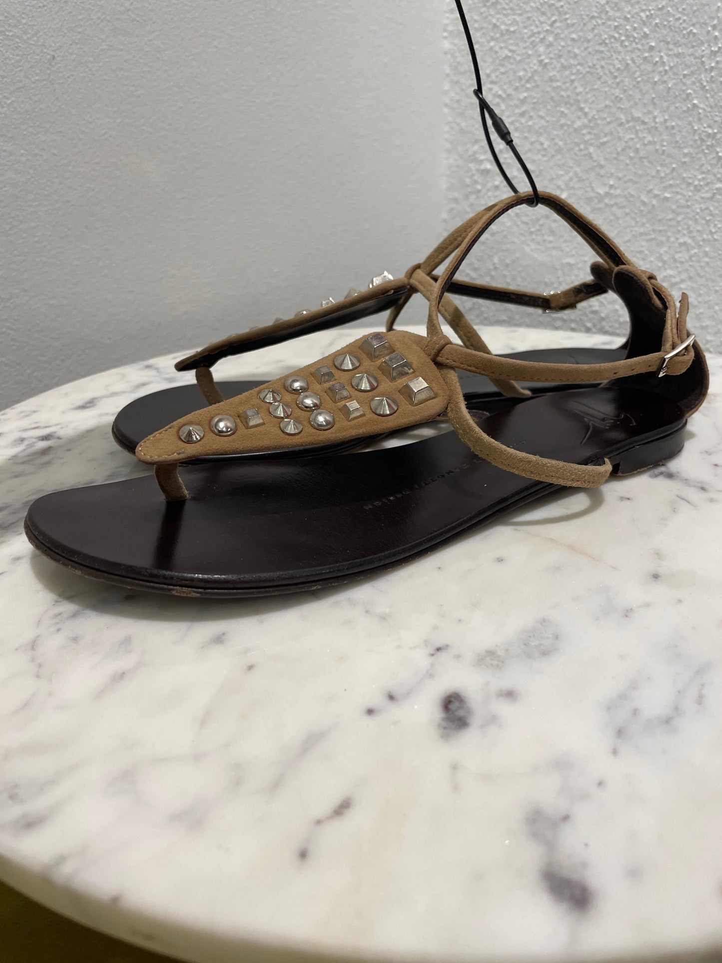 Giuseppe Zanotti - Taupe Suede Studded Sandals - 37,5