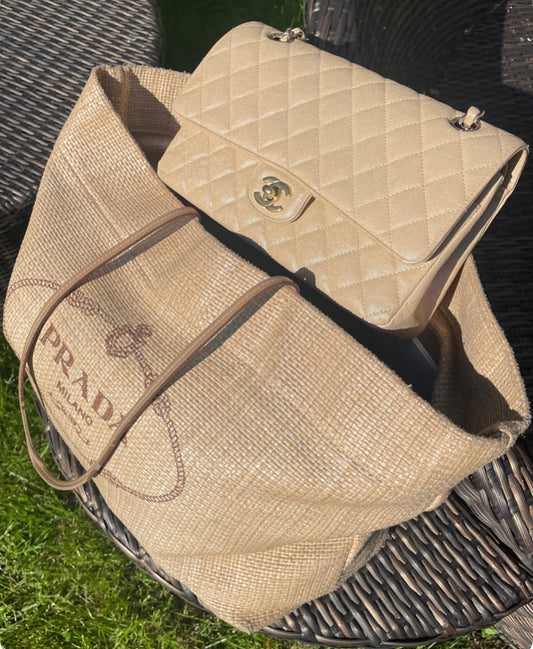 Chanel Classic Flap Bag - Medium - Limited Edition - Iridescent beige - Guld hardware