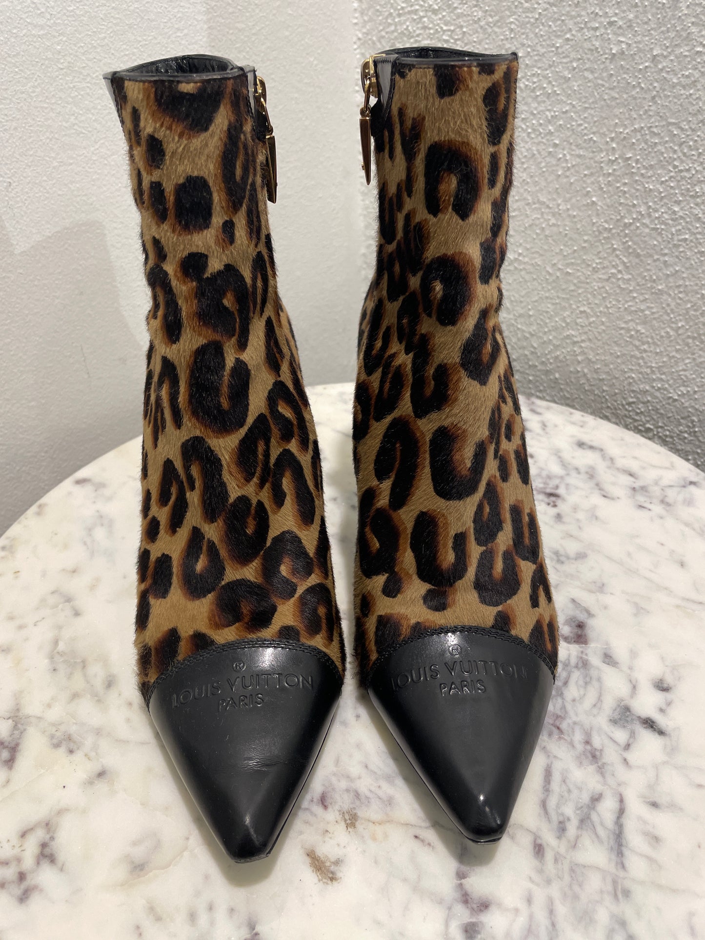 Louis Vuitton Leopard Ankle Boots – Size 38