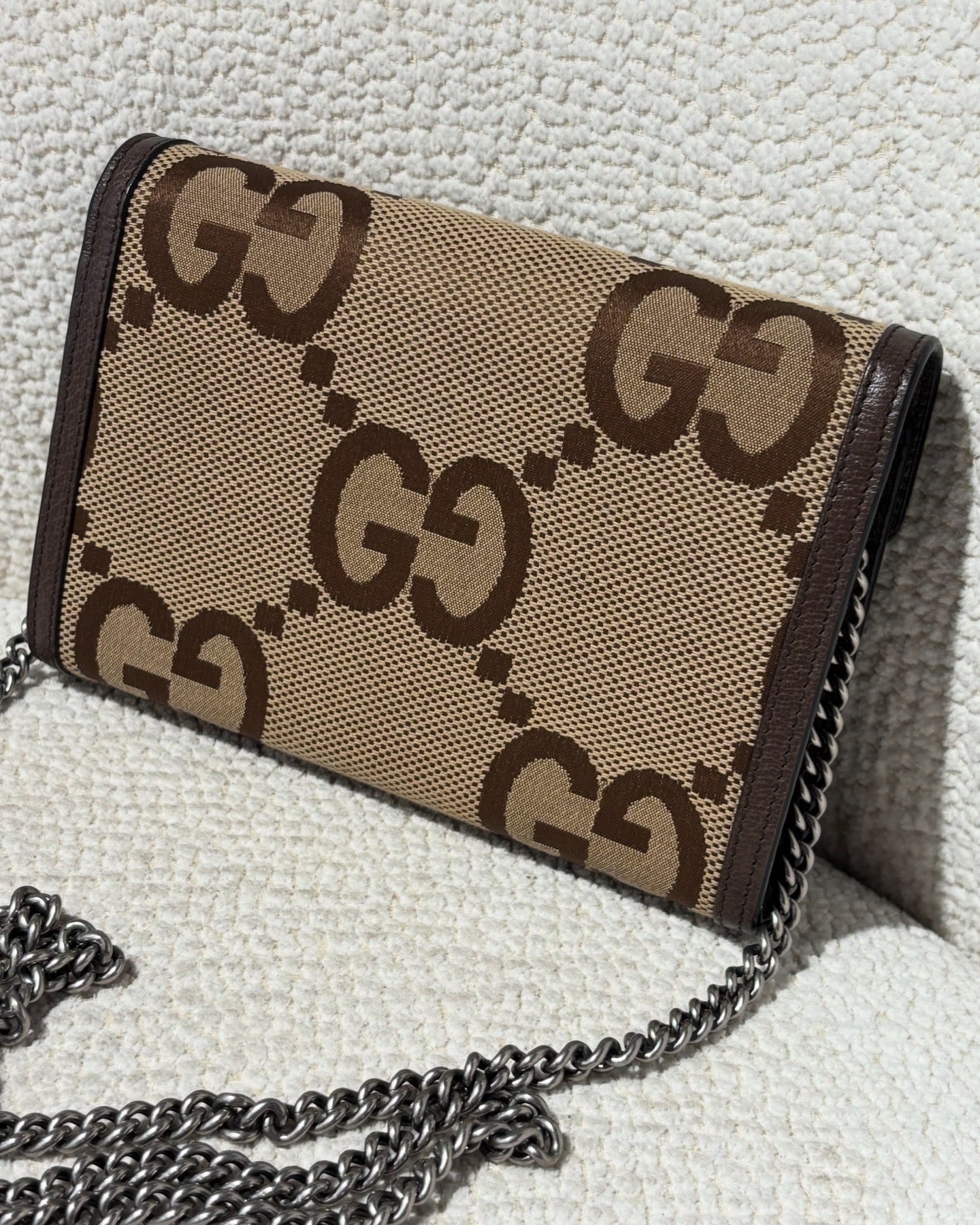 Gucci Dionysus Wallet on Chain - Brown Supreme Canvas & Silver Hardware