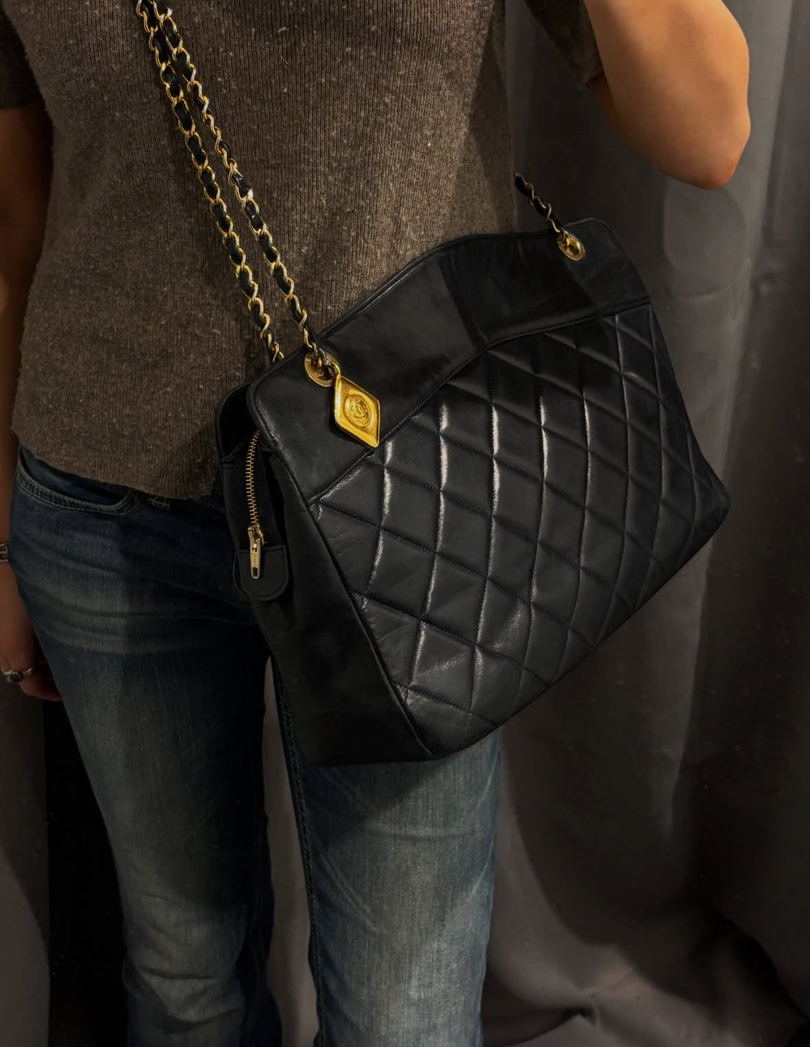 Chanel Vintage Tote - Black Lambskin & 24K Gold Hardware